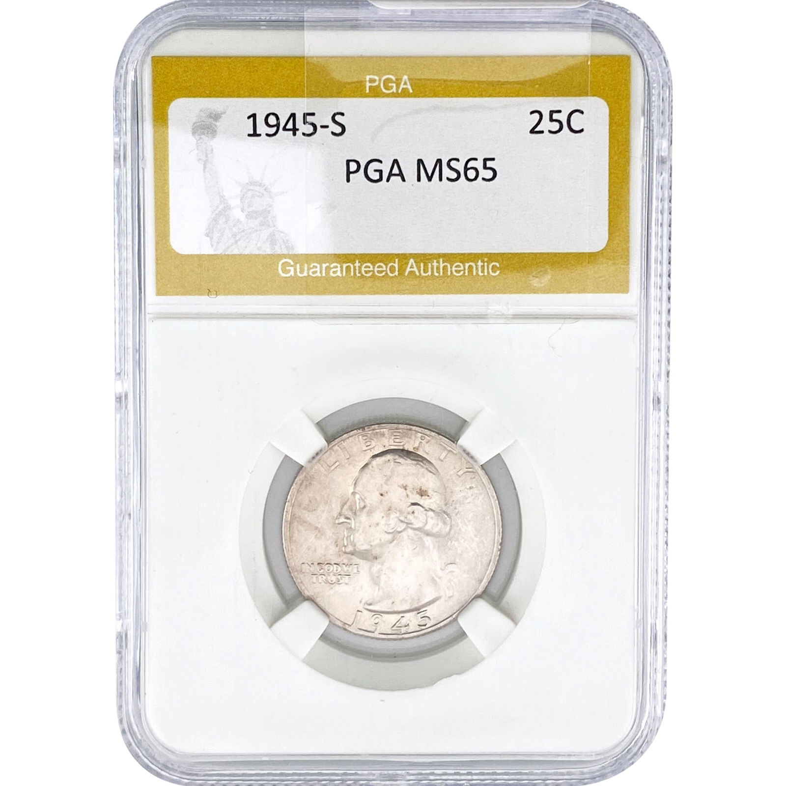 1945-S Washington Silver Quarter PGA MS65: 1945-S Washington Silver Quarter PGA MS65