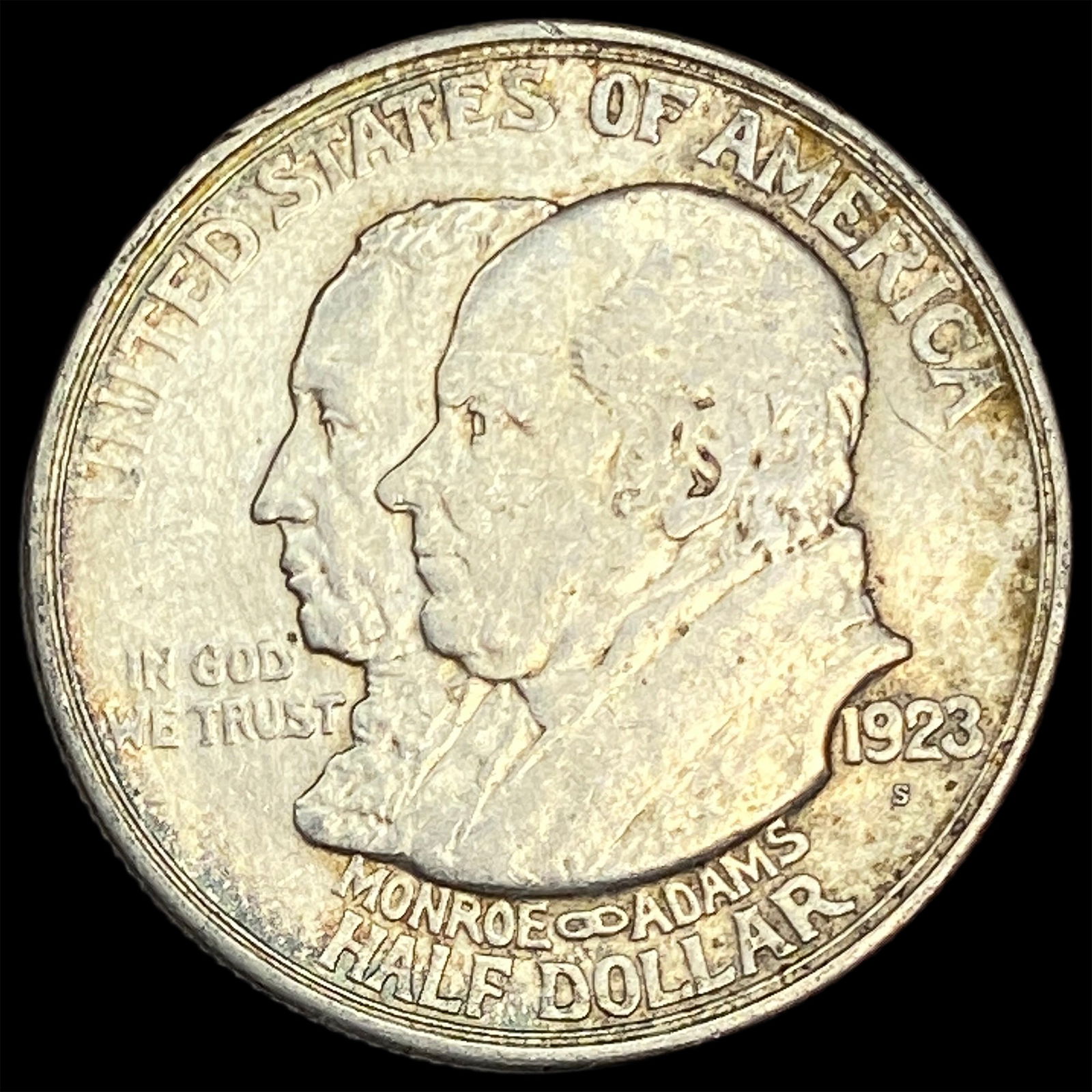 1923-S Silver Monroe Doctrine Half Dollar CLOSELY UNCIRCULATED: 1923-S Silver Monroe Doctrine Half Dollar CLOSELY UNCIRCULATED