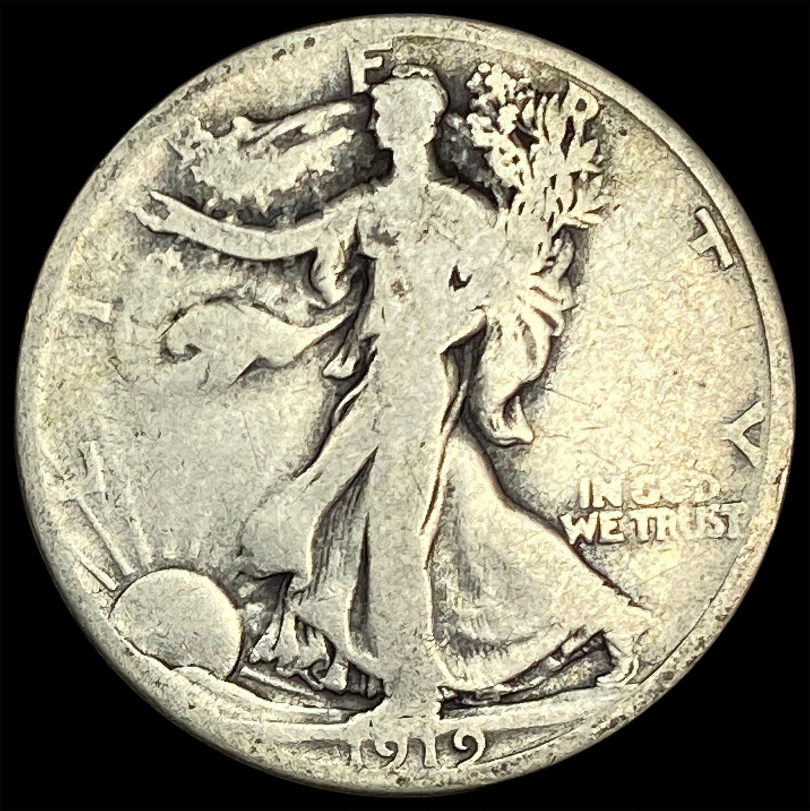 1919-S Silver Walking Liberty Half Dollar NICELY CIRCULATED: 1919-S Silver Walking Liberty Half Dollar NICELY CIRCULATED
