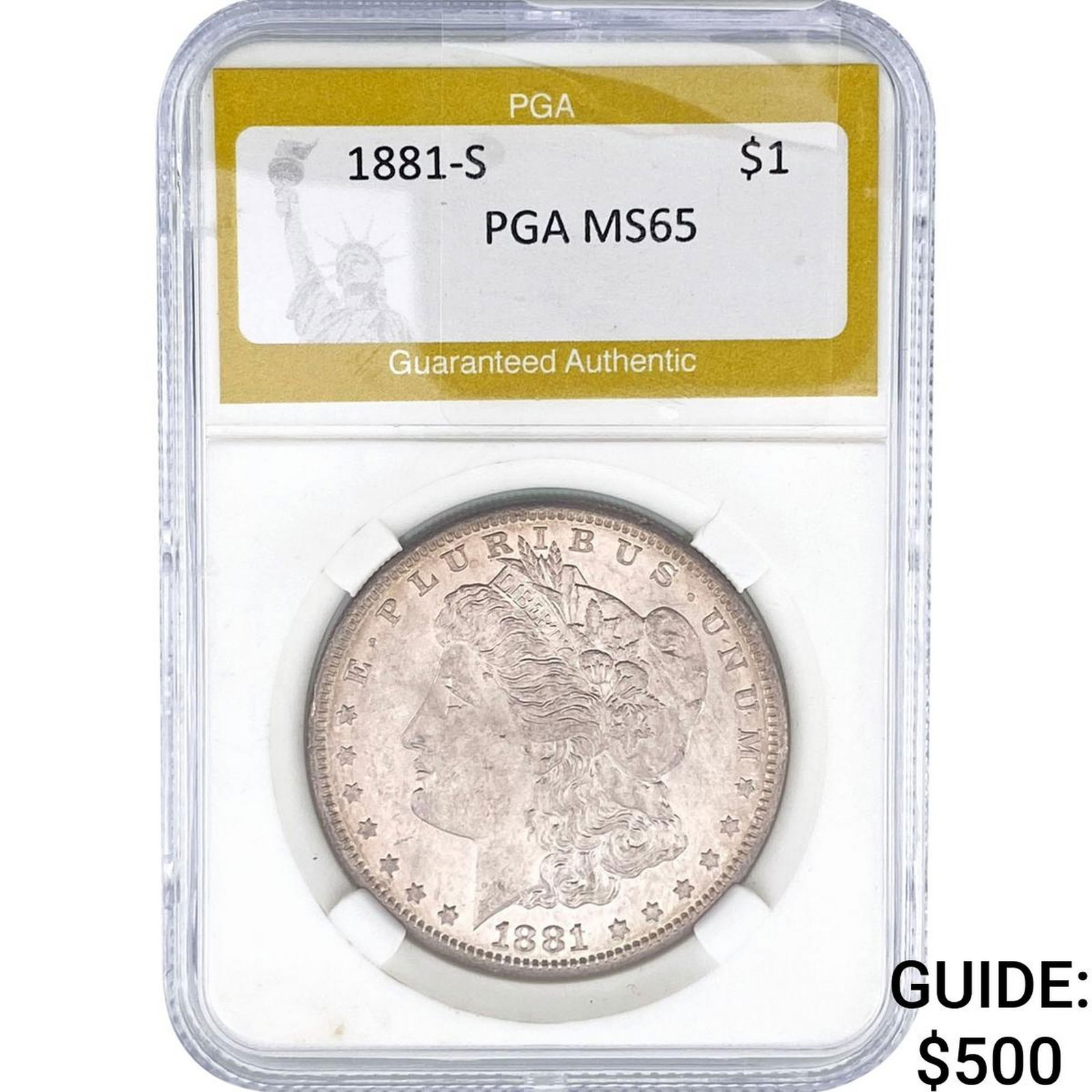 1881-S Morgan Silver Dollar PGA MS65: 1881-S Morgan Silver Dollar PGA MS65