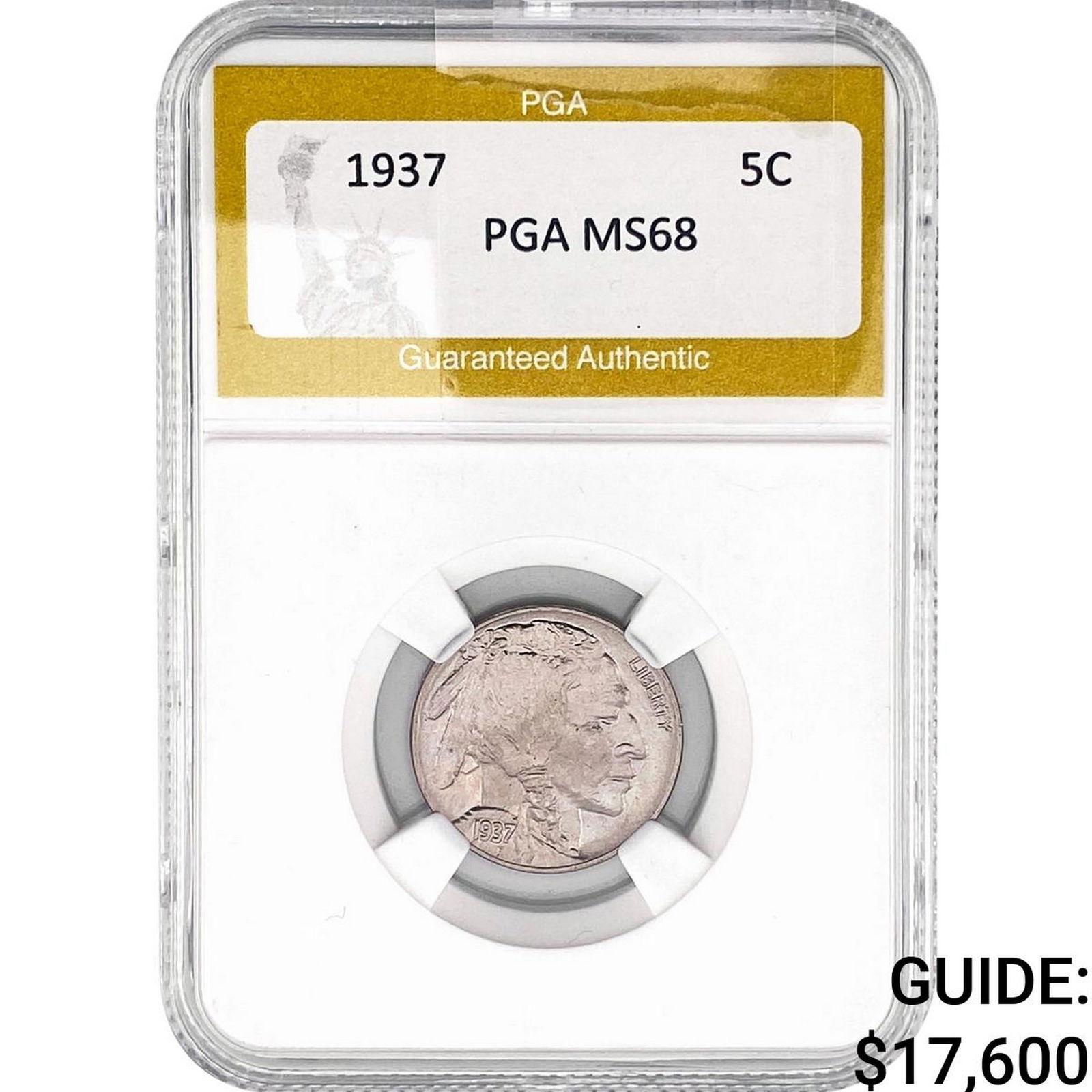 1937 Buffalo Nickel PGA MS68: 1937 Buffalo Nickel PGA MS68