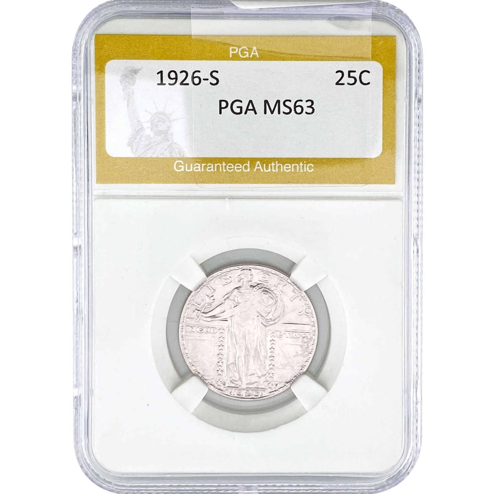 1926-S Standing Liberty Quarter PGA MS63: 1926-S Standing Liberty Quarter PGA MS63