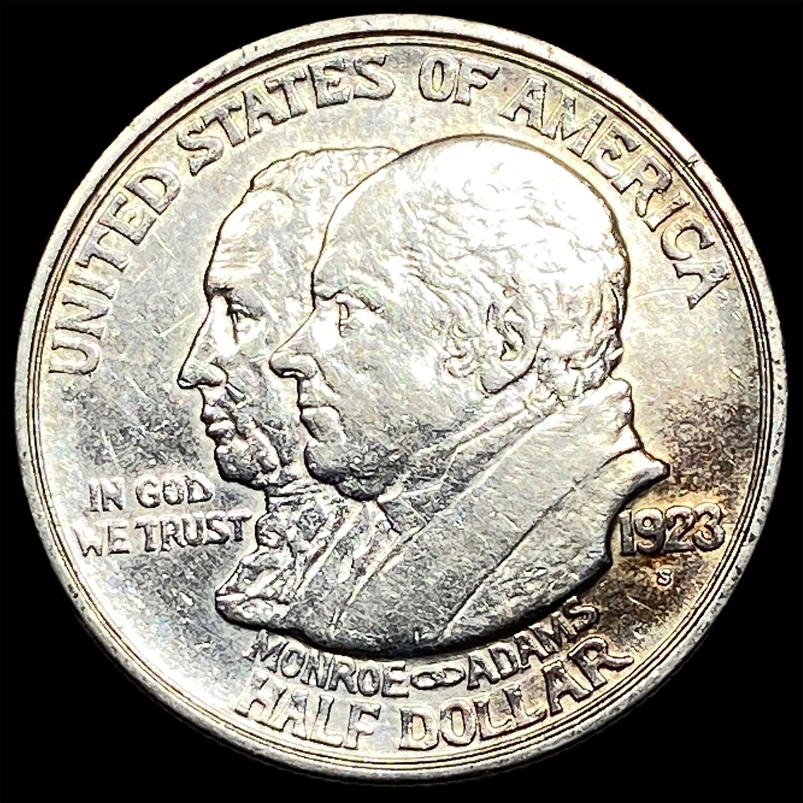 1923-S Silver Monroe Doctrine Centennial Half Dollar CLOSELY UNCIRCULATED: 1923-S Silver Monroe Doctrine Centennial Half Dollar CLOSELY UNCIRCULATED