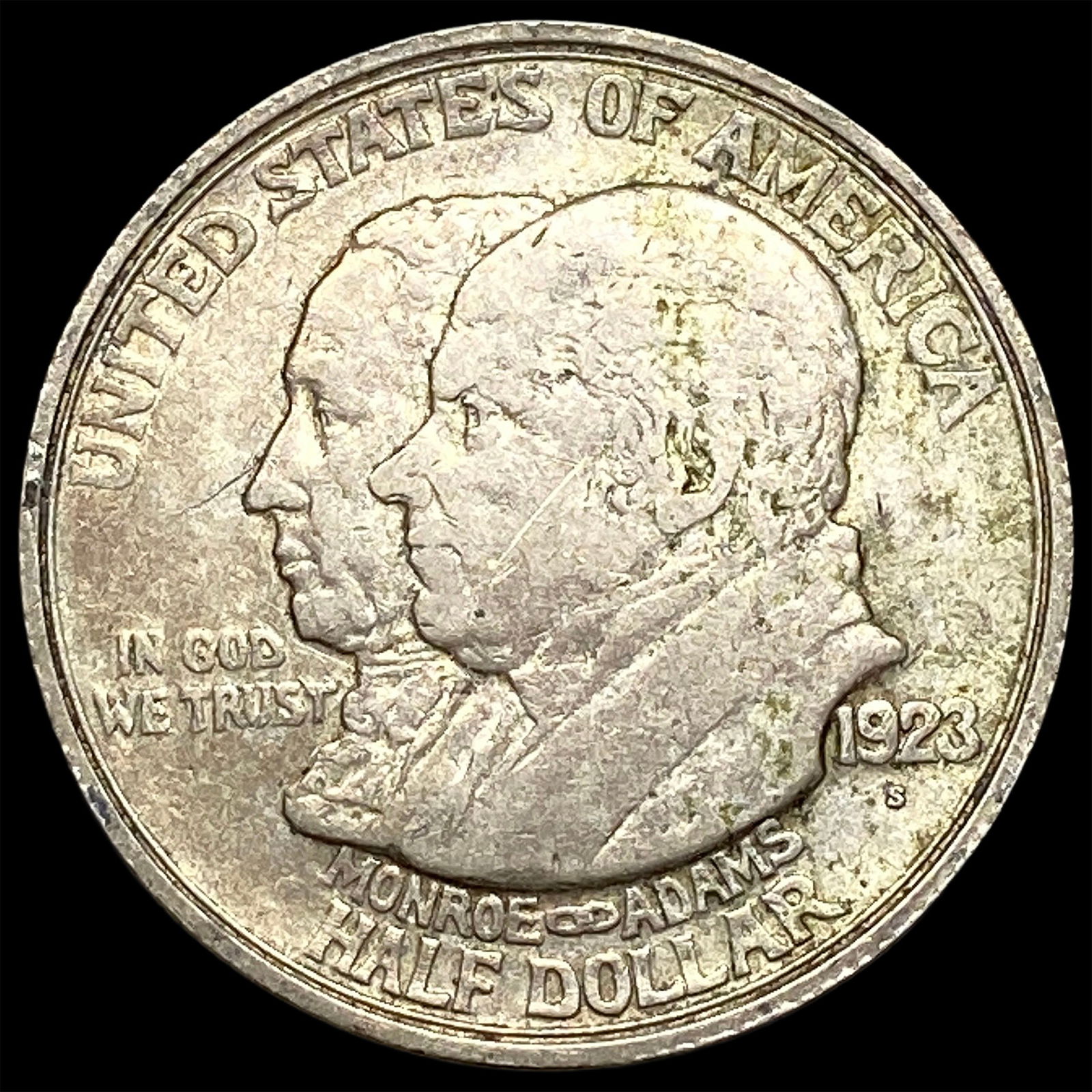 1923-S Silver Monroe Doctrine Centennial Half Dollar CLOSELY UNCIRCULATED: 1923-S Silver Monroe Doctrine Centennial Half Dollar CLOSELY UNCIRCULATED