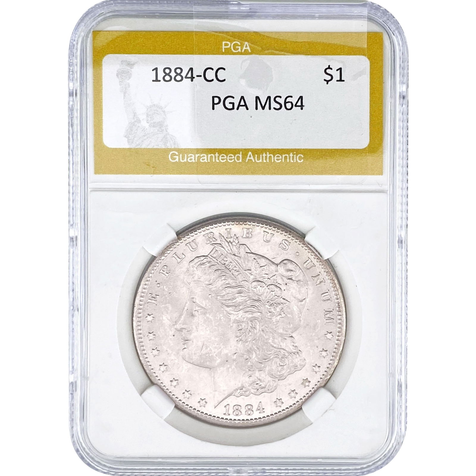 1884-CC Morgan Silver Dollar PGA MS64: 1884-CC Morgan Silver Dollar PGA MS64
