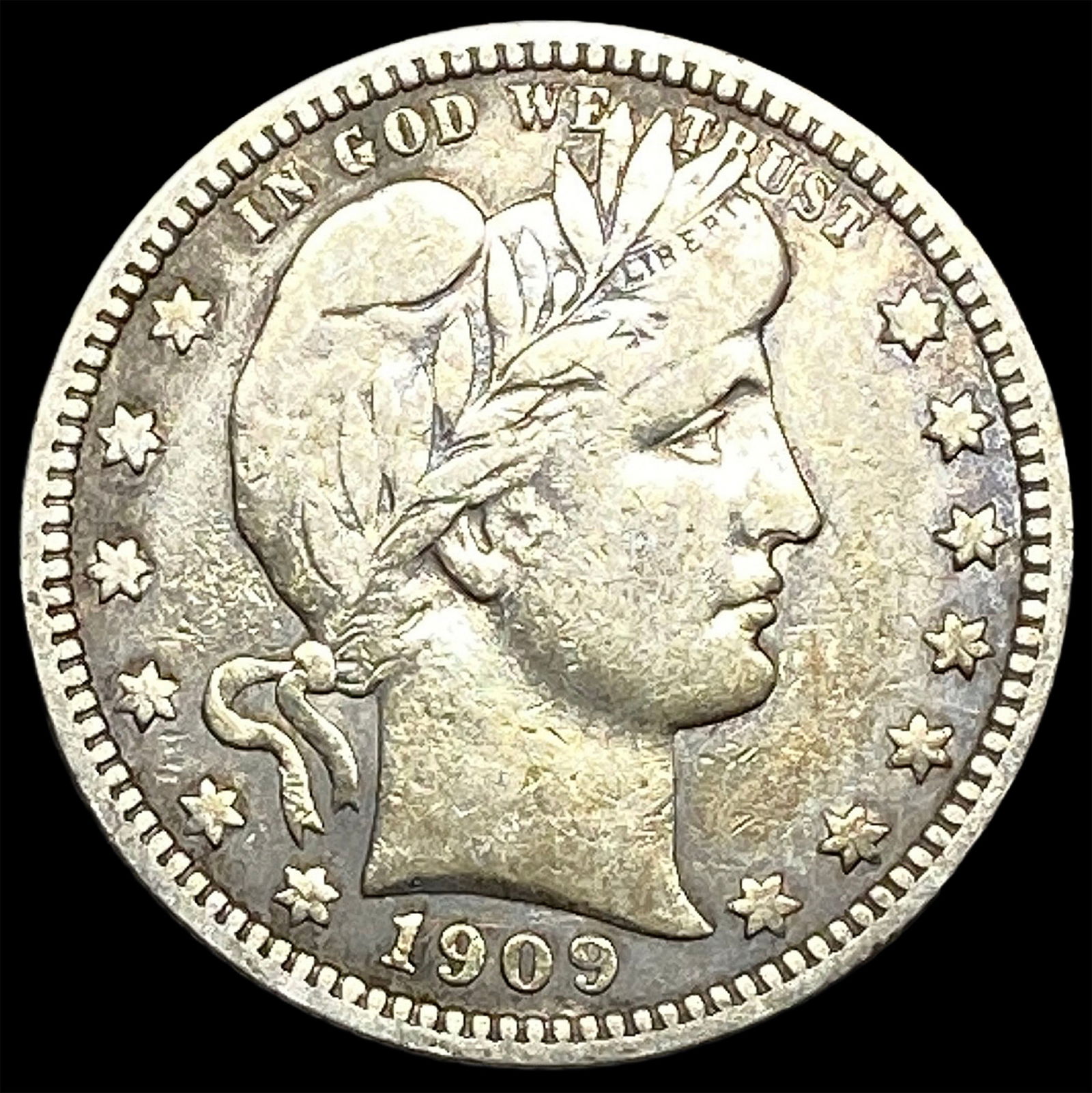 1909 Barber Silver Quarter ABOUT UNCIRCULATED (1 of 2)