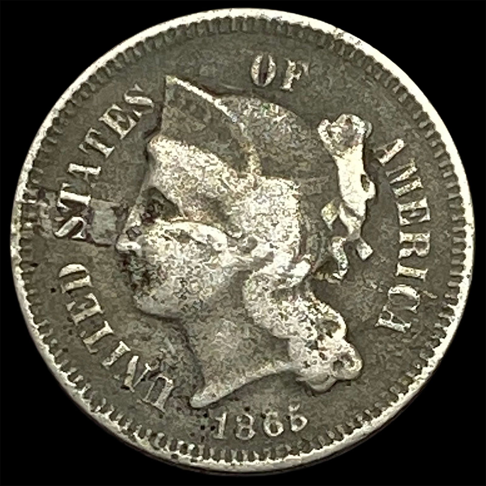 1865 Nickel Three-Cent Piece NICELY CIRCULATED (1 of 2)