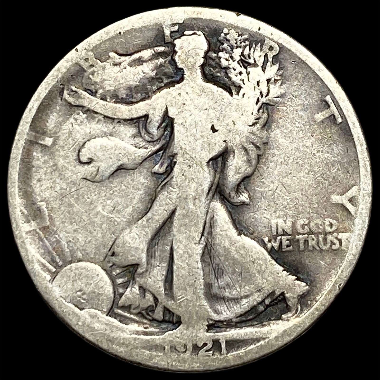 1921-D Silver Walking Liberty Half Dollar NICELY CIRCULATED: 1921-D Silver Walking Liberty Half Dollar NICELY CIRCULATED