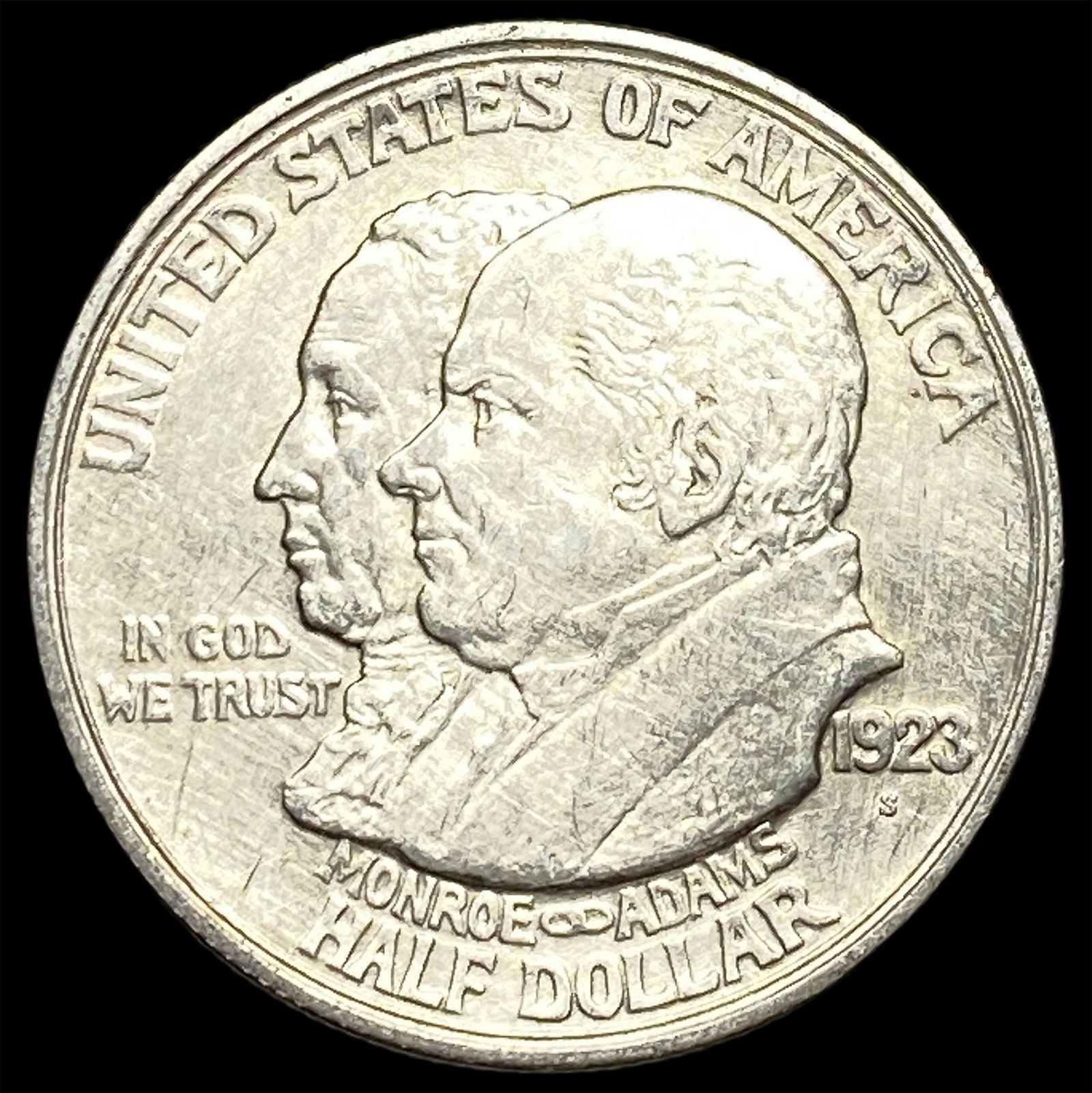 1923-S Silver Monroe Doctrine Centennial Half Dollar CLOSELY UNCIRCULATED: 1923-S Silver Monroe Doctrine Centennial Half Dollar CLOSELY UNCIRCULATED