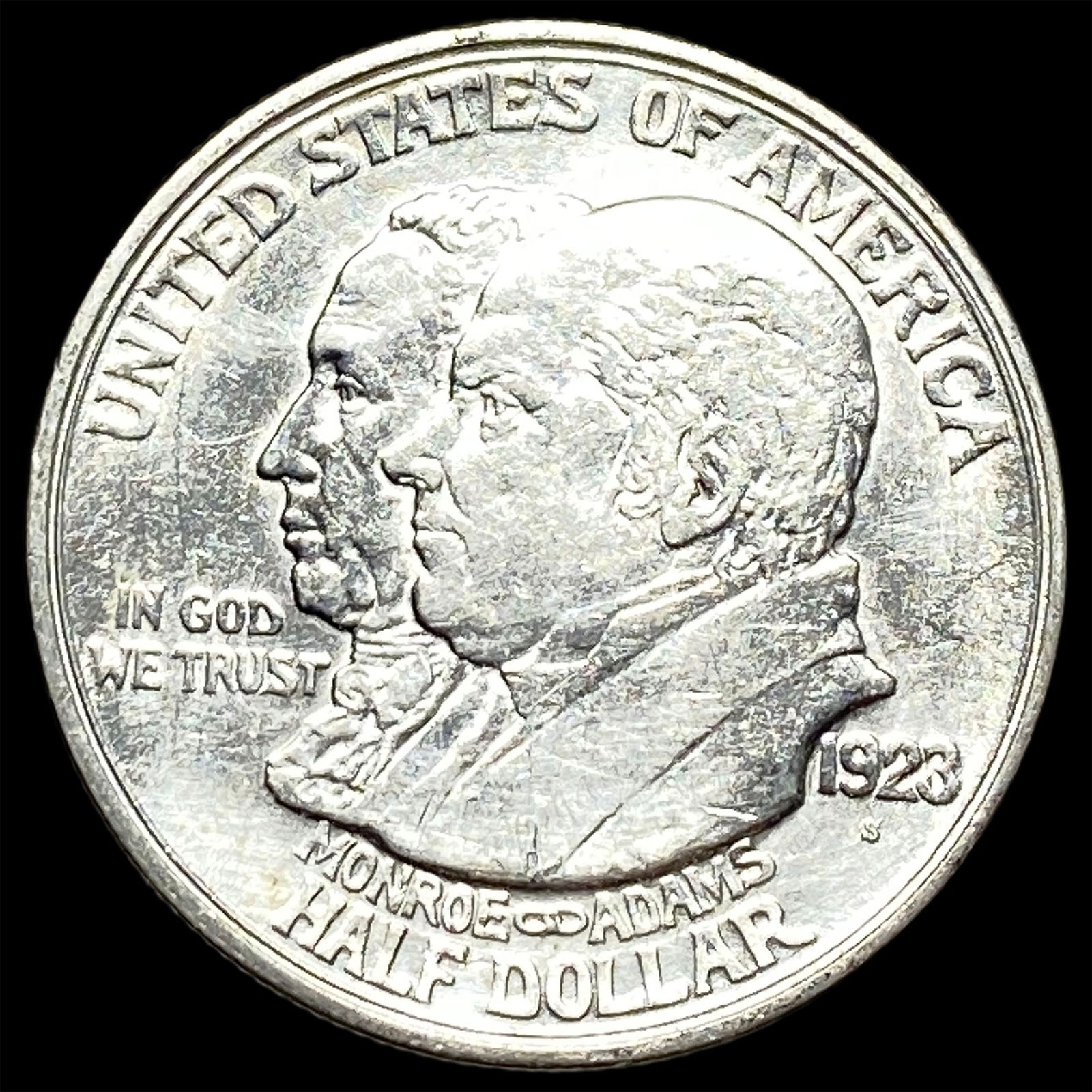 1923-S Silver Monroe Doctrine Centennial Half Dollar CLOSELY UNCIRCULATED: 1923-S Silver Monroe Doctrine Centennial Half Dollar CLOSELY UNCIRCULATED