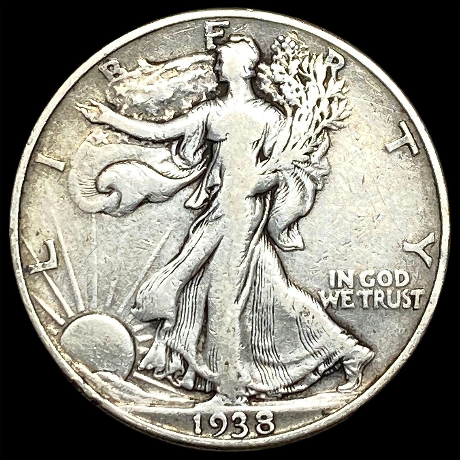1938-D Silver Walking Liberty Half Dollar NICELY CIRCULATED (1 of 2)