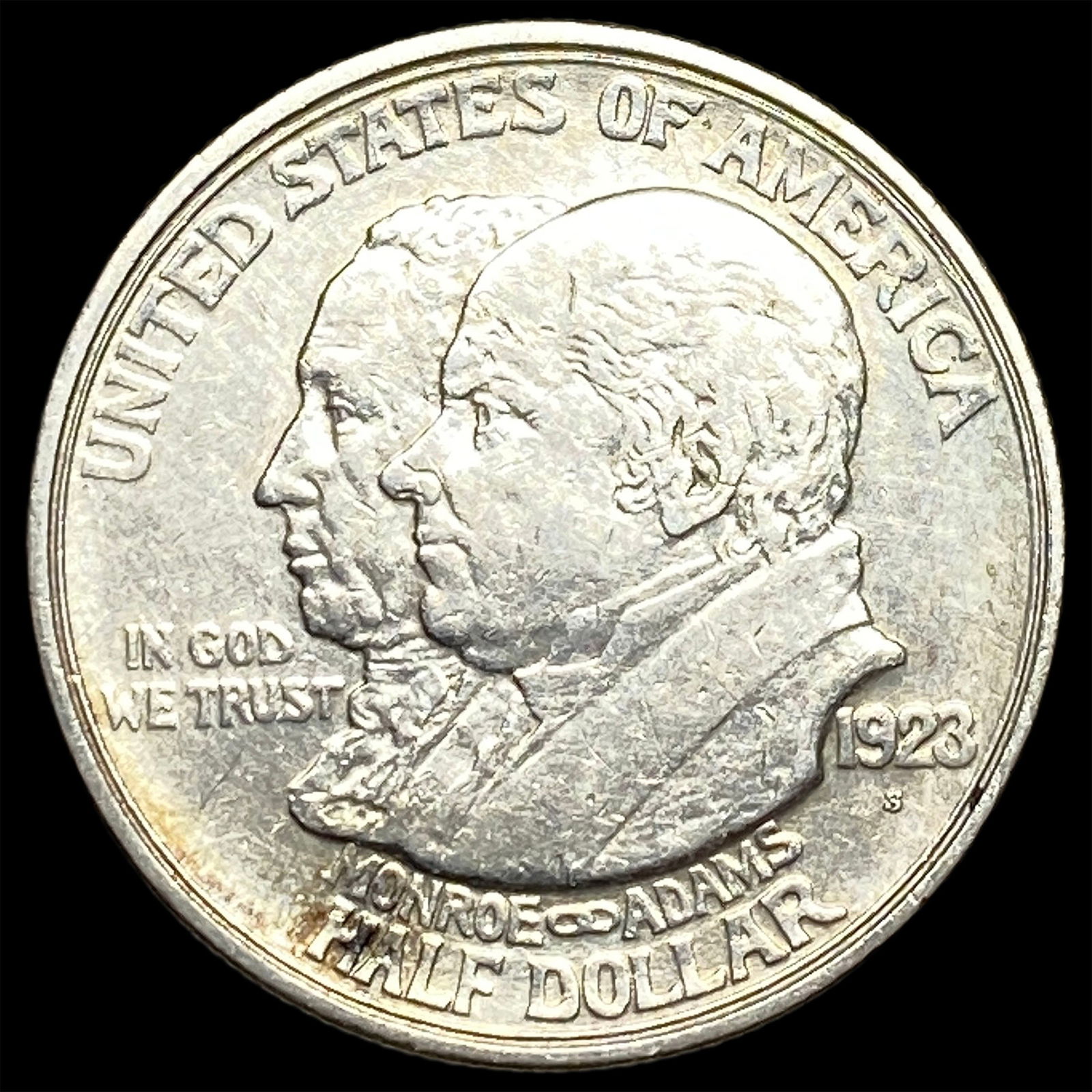 1923-S Silver Monroe Doctrine Centennial Half Dollar CLOSELY UNCIRCULATED: 1923-S Silver Monroe Doctrine Centennial Half Dollar CLOSELY UNCIRCULATED