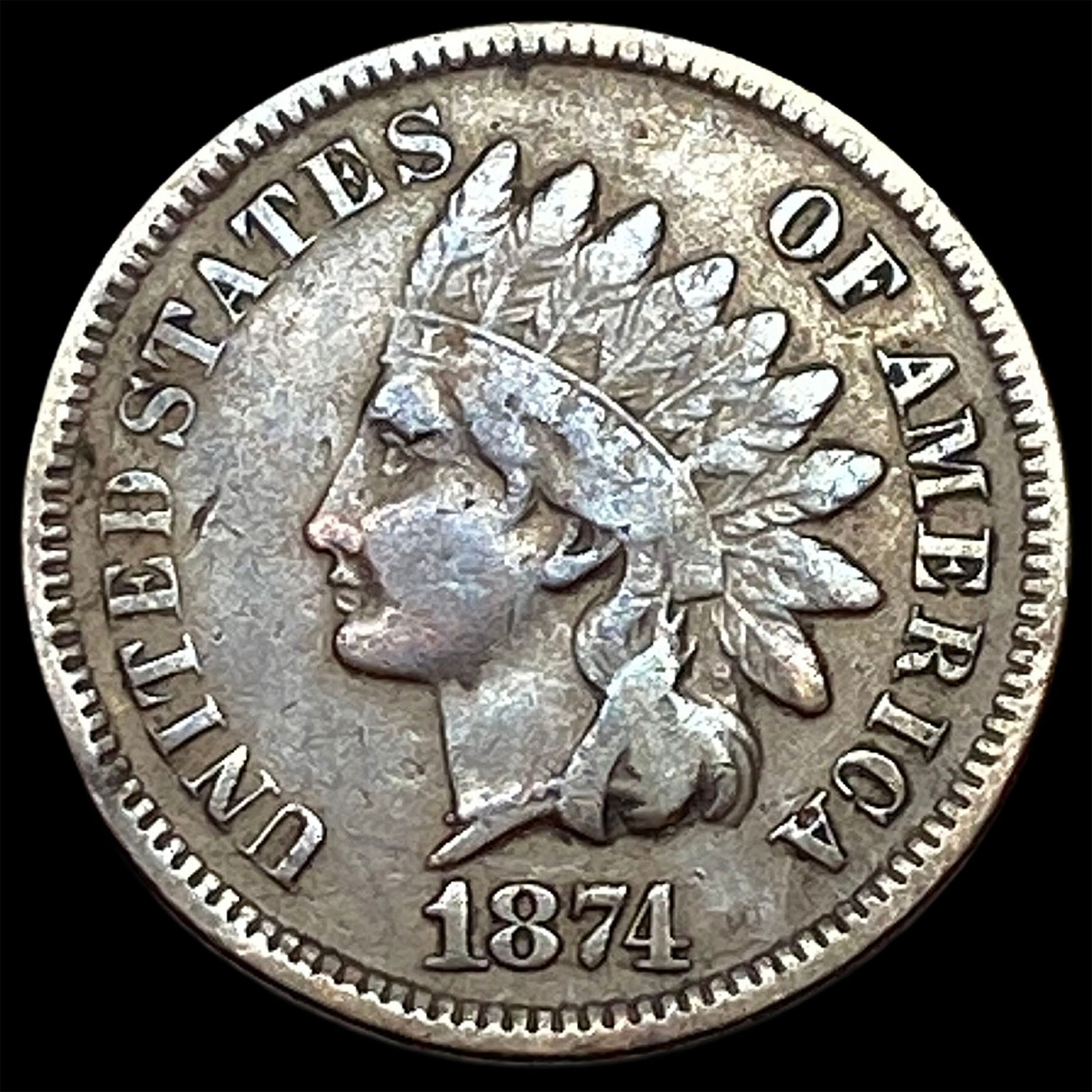 1874 Indian Head Cent LIGHTLY CIRCULATED: 1874 Indian Head Cent LIGHTLY CIRCULATED