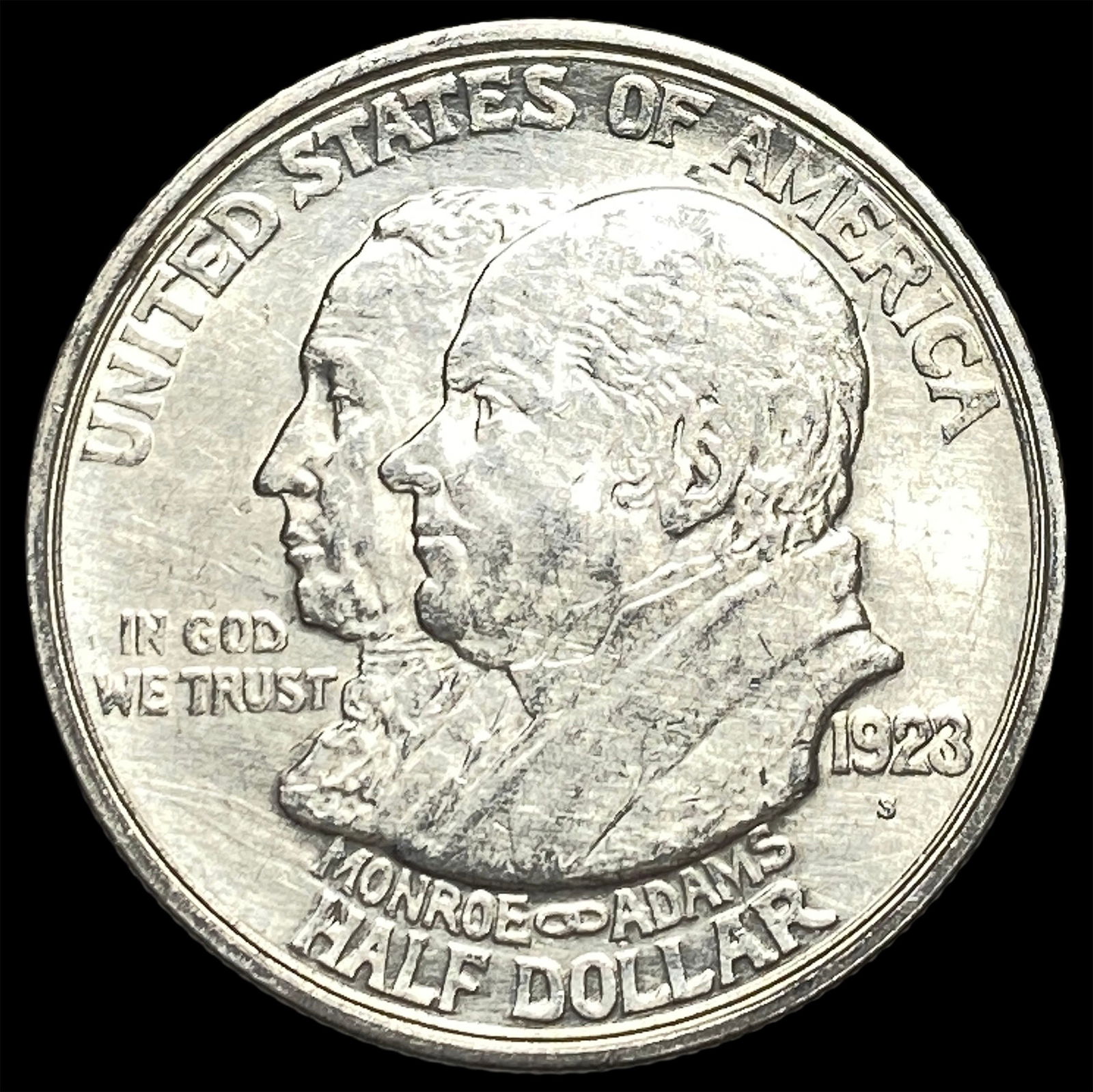 1923-S Monroe Doctrine Centennial Half Dollar CLOSELY UNCIRCULATED: 1923-S Monroe Doctrine Centennial Half Dollar CLOSELY UNCIRCULATED