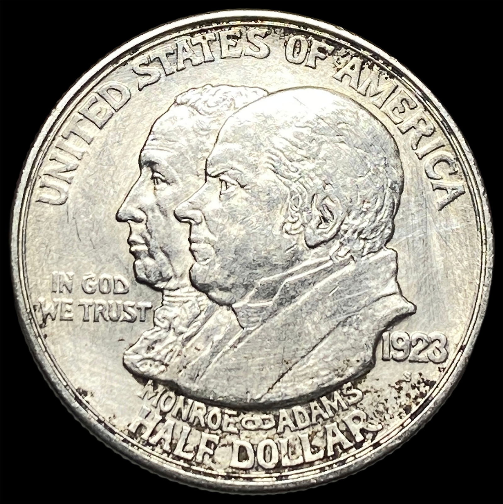 1923-S Silver Monroe Doctrine Centennial Half Dollar CLOSELY UNCIRCULATED: 1923-S Silver Monroe Doctrine Centennial Half Dollar CLOSELY UNCIRCULATED