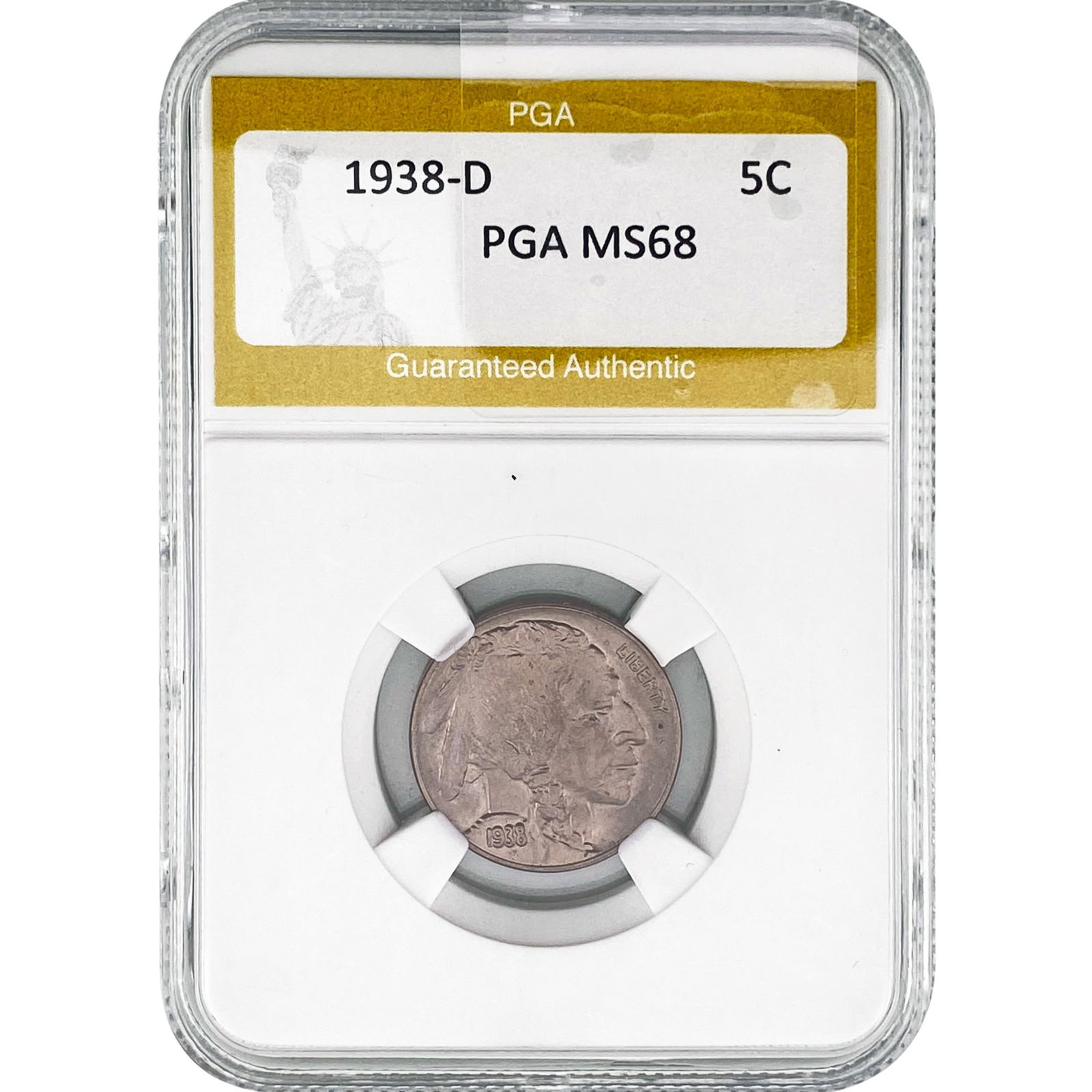1938-D Buffalo Nickel PGA MS68: 1938-D Buffalo Nickel PGA MS68