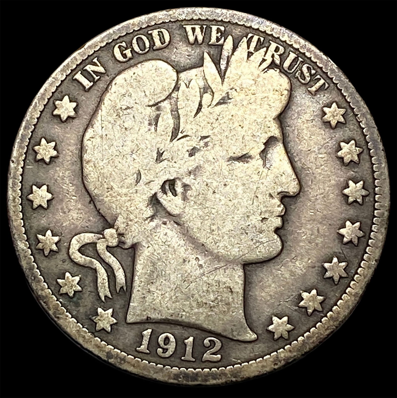 1912 Silver Half Dollar Barber NICELY CIRCULATED (1 of 2)