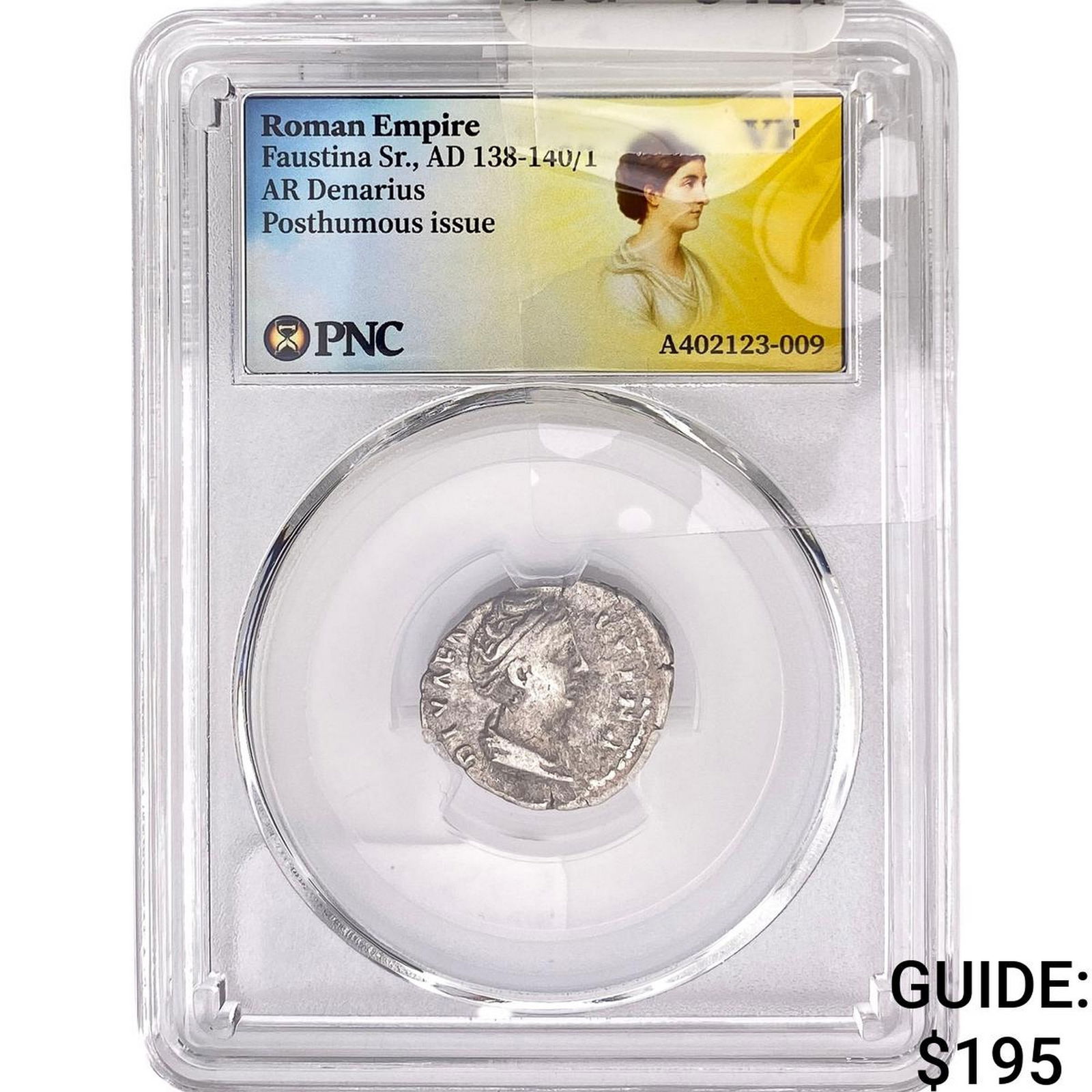 Roman Faustina Sr., AD 138-140/1 AR Denarius Pos. PNC VF: Roman Faustina Sr., AD 138-140/1 AR Denarius Pos. PNC VF