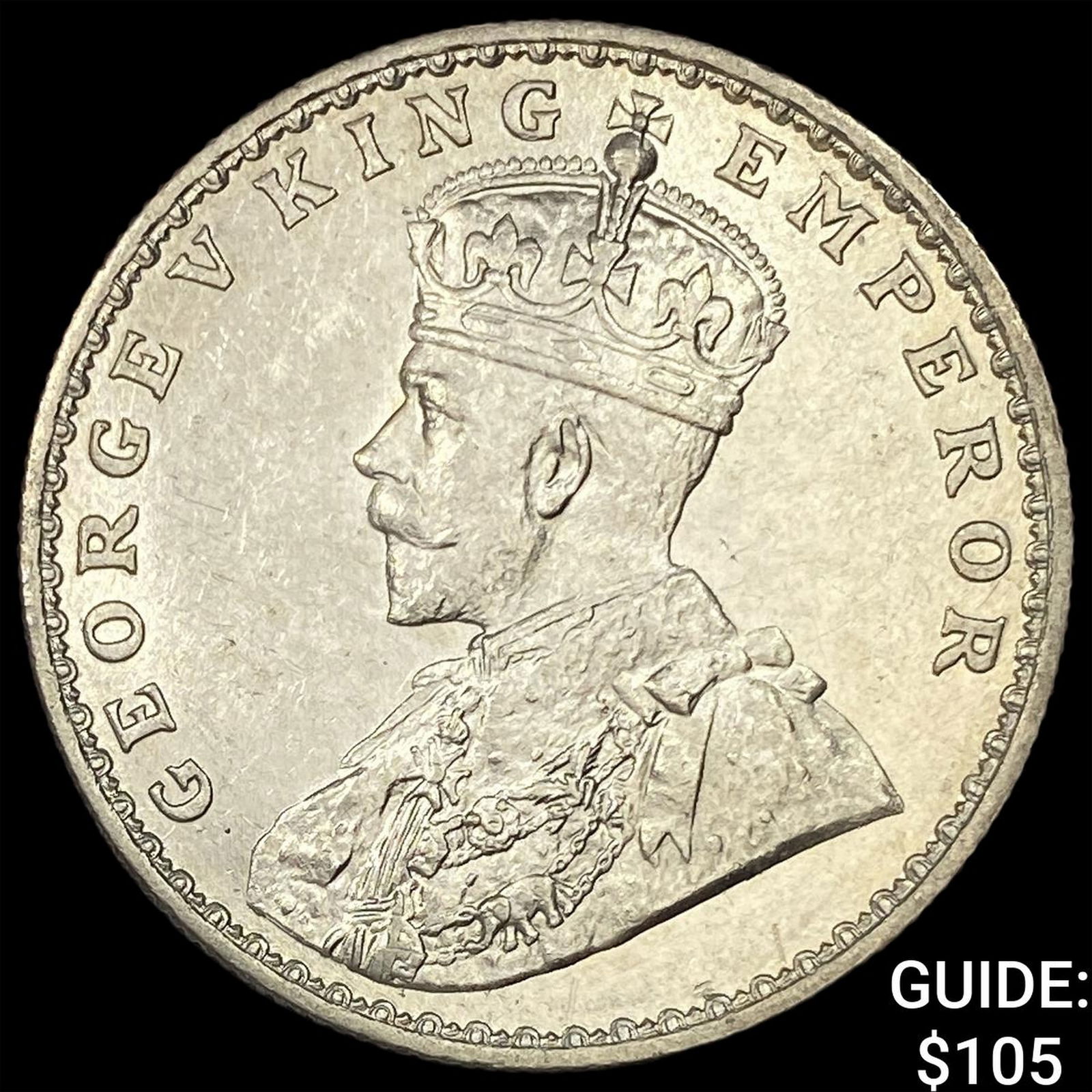1918 British-India Silver Rupee UNCIRCULATED: 1918 British-India Silver Rupee UNCIRCULATED