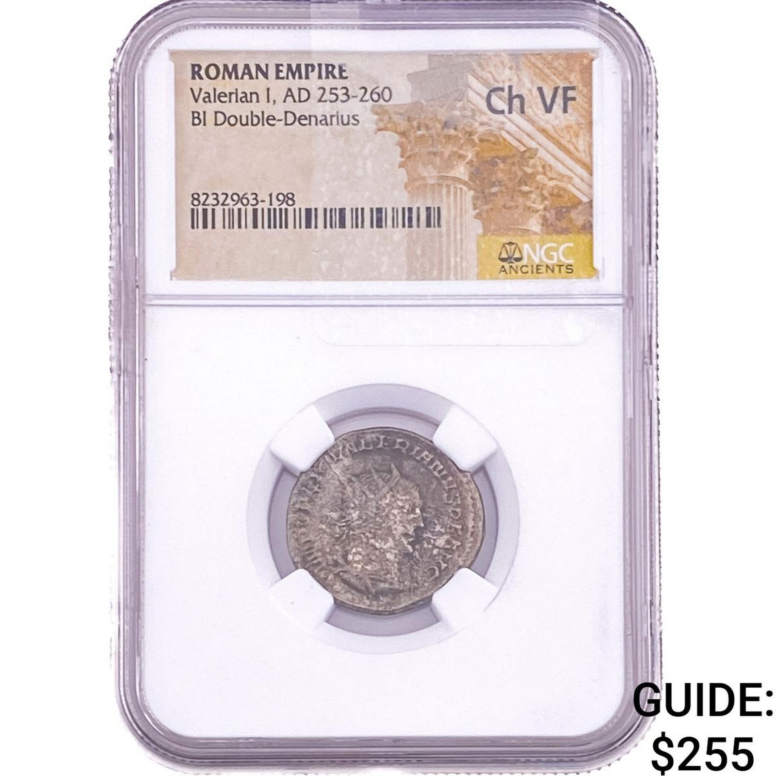 Roman Valerian I, AD 253-260 BI Double-Denarius NGC ChVF: Roman Valerian I, AD 253-260 BI Double-Denarius NGC ChVF