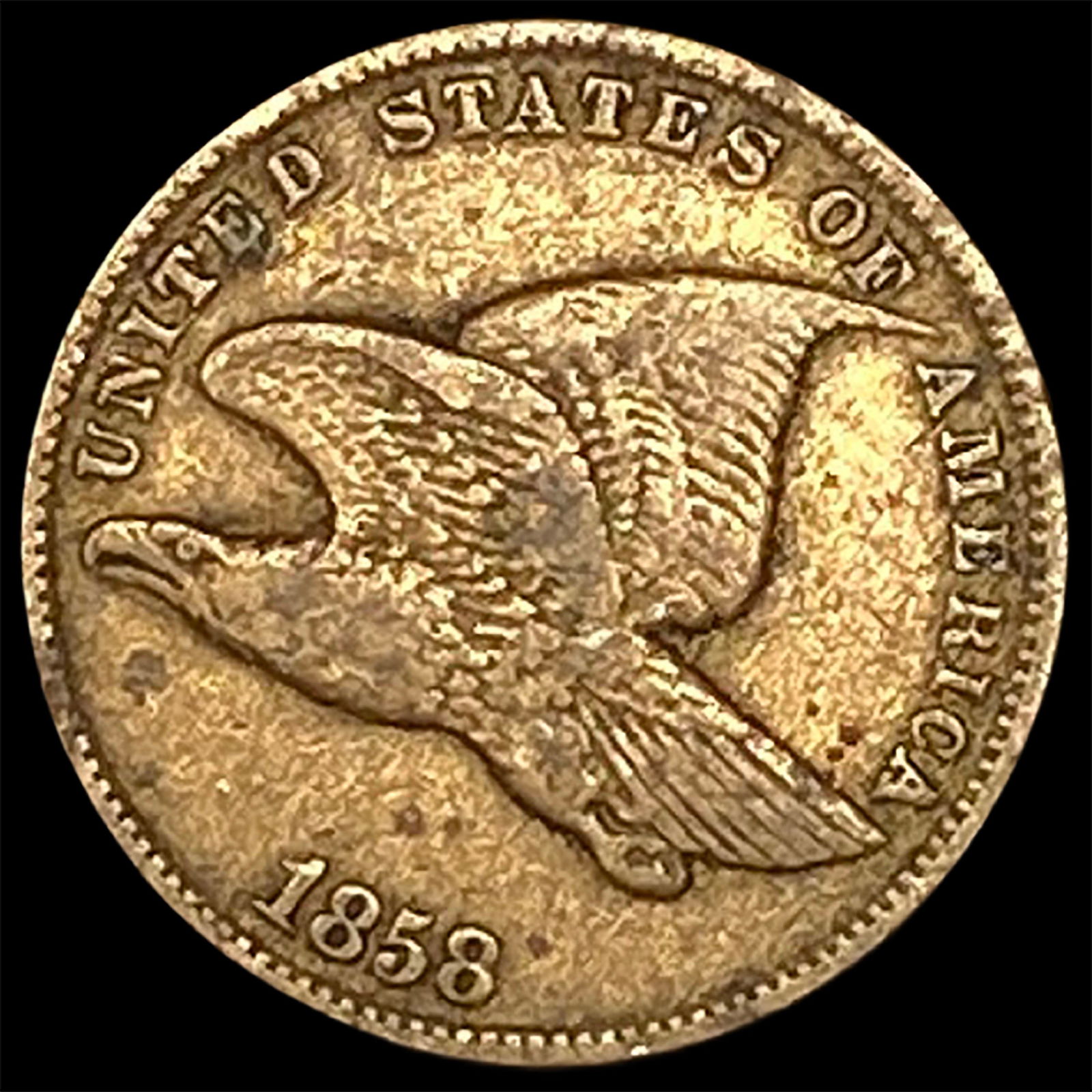 1858 Copper-Nickel Flying Eagle Cent ABOUT UNCIRCULATED: 1858 Copper-Nickel Flying Eagle Cent ABOUT UNCIRCULATED