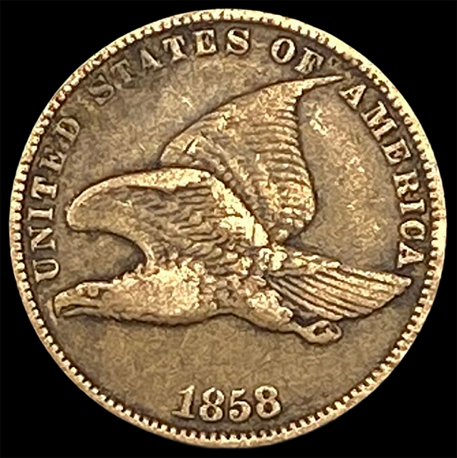 1858 Copper-Nickel Flying Eagle Cent ABOUT UNCIRCULATED: 1858 Copper-Nickel Flying Eagle Cent ABOUT UNCIRCULATED