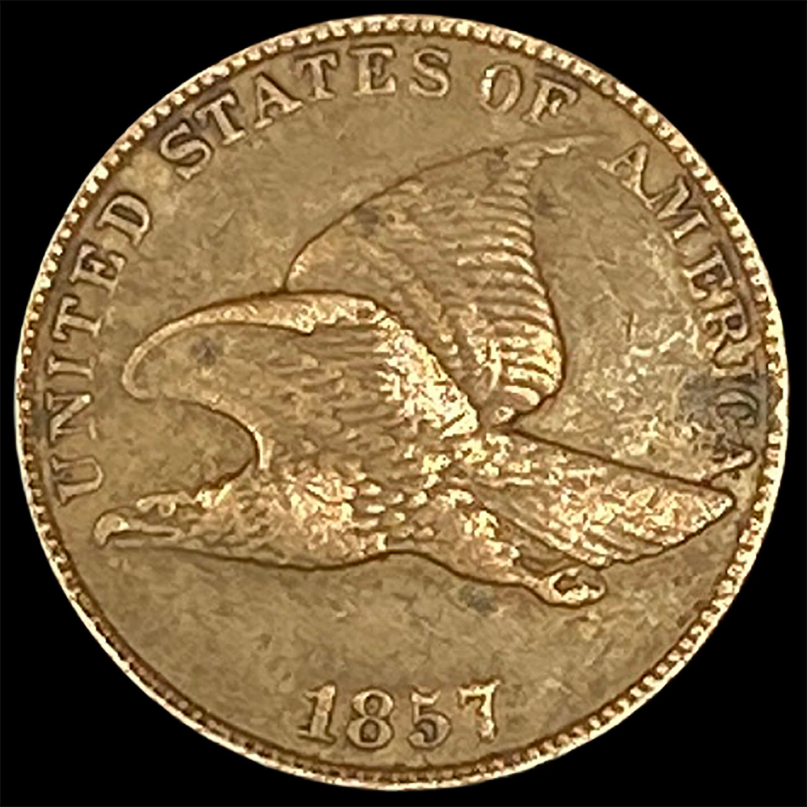 1857 Copper-Nickel Flying Eagle Cent ABOUT UNCIRCULATED: 1857 Copper-Nickel Flying Eagle Cent ABOUT UNCIRCULATED