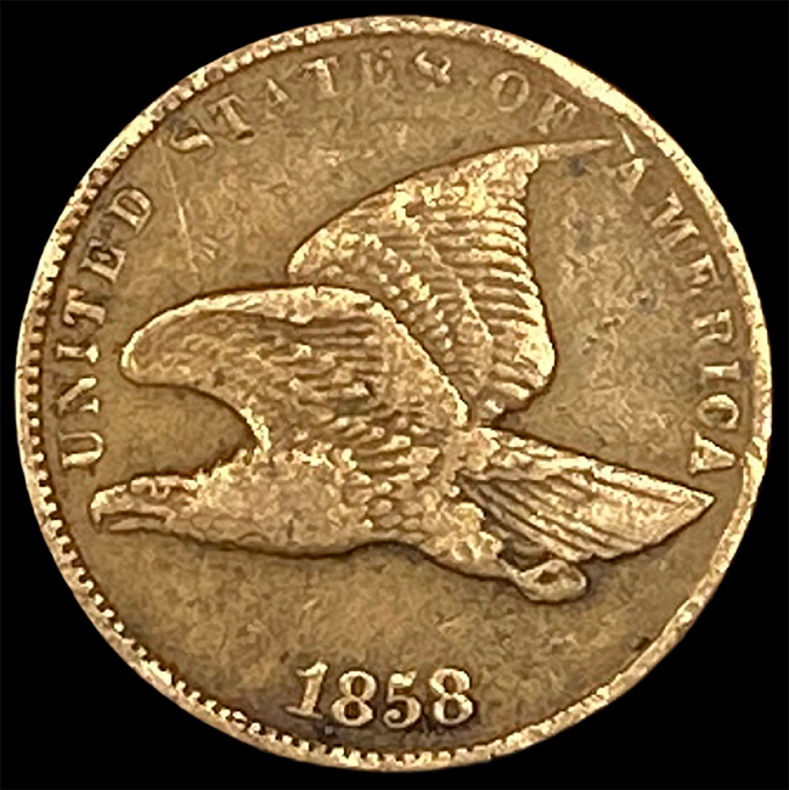 1858 Copper-Nickel Flying Eagle Cent ABOUT UNCIRCULATED: 1858 Copper-Nickel Flying Eagle Cent ABOUT UNCIRCULATED