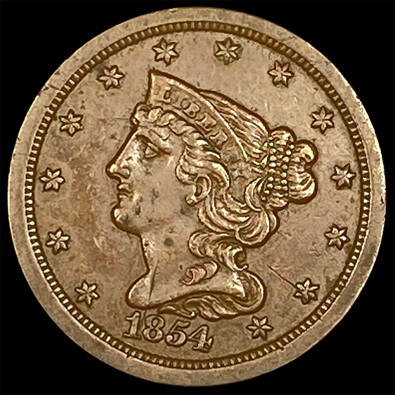 1854 Braided Hair Half Cent HIGH GRADE (1 of 2)