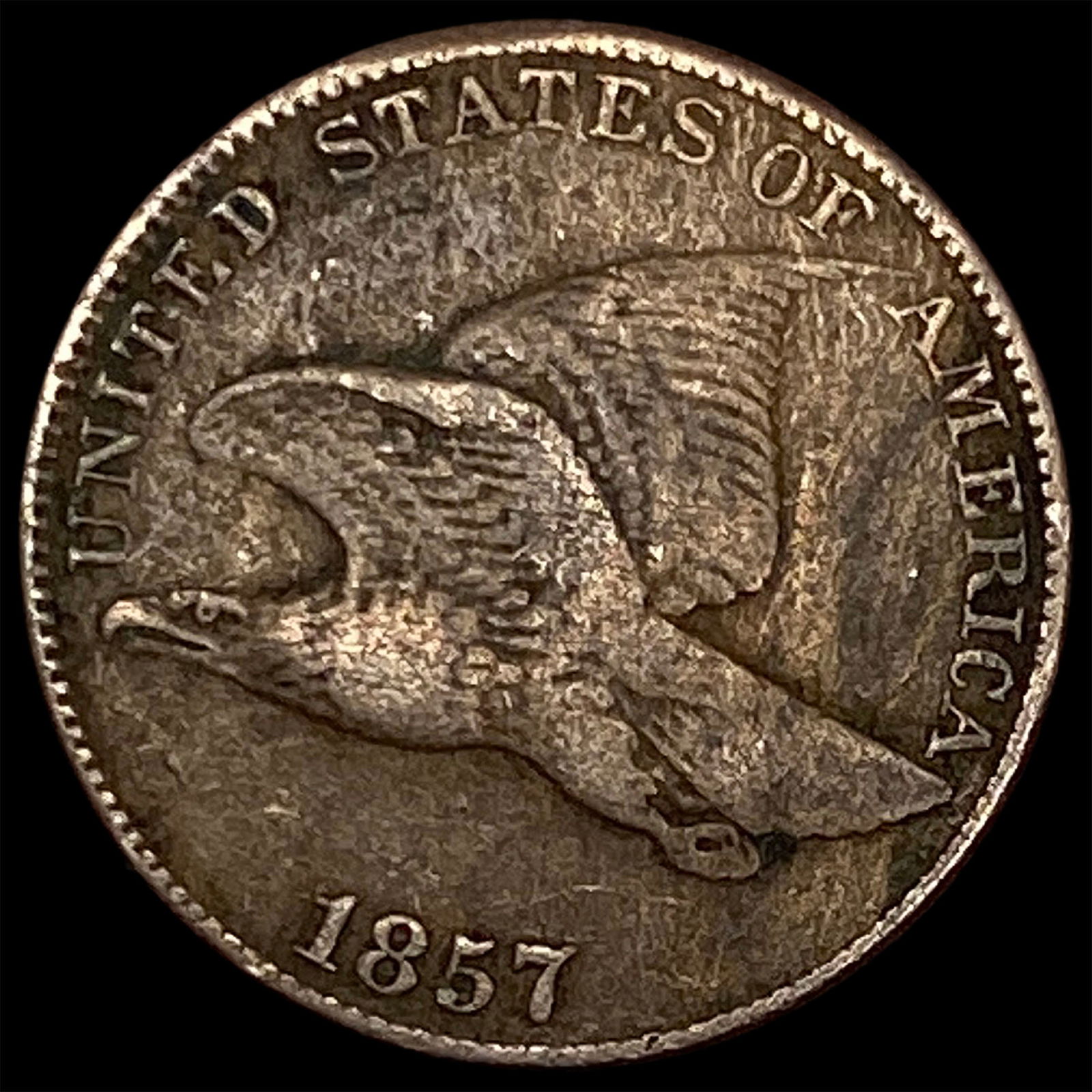 1857 Copper-Nickel Flying Eagle Cent ABOUT UNCIRCULATED (1 of 2)