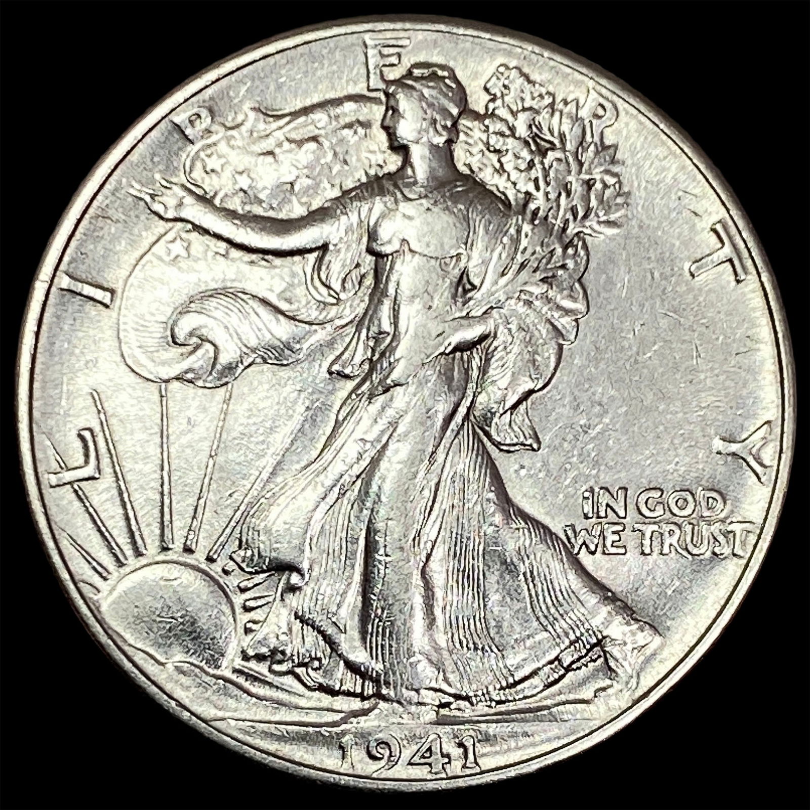 1941 Silver Half Dollar (Walking Liberty) CLOSELY UNCIRCULATED: 1941 Silver Half Dollar (Walking Liberty) CLOSELY UNCIRCULATED