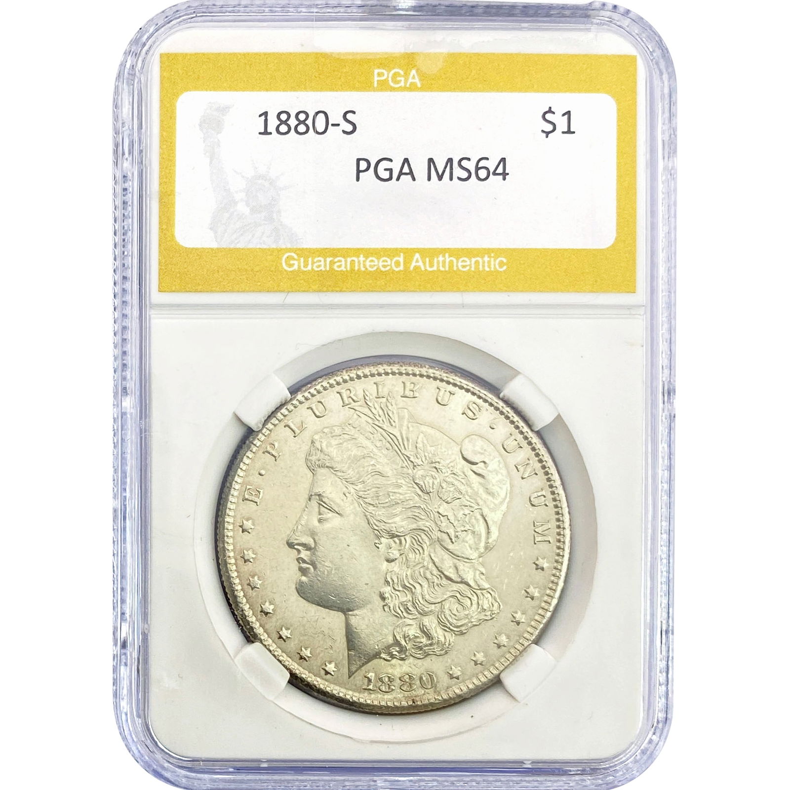 1880-S Morgan Silver Dollar PGA MS64: 1880-S Morgan Silver Dollar PGA MS64