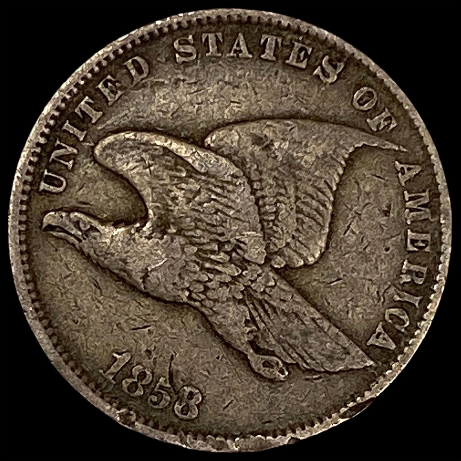 1858 Copper-Nickel Flying Eagle Cent ABOUT UNCIRCULATED: 1858 Copper-Nickel Flying Eagle Cent ABOUT UNCIRCULATED