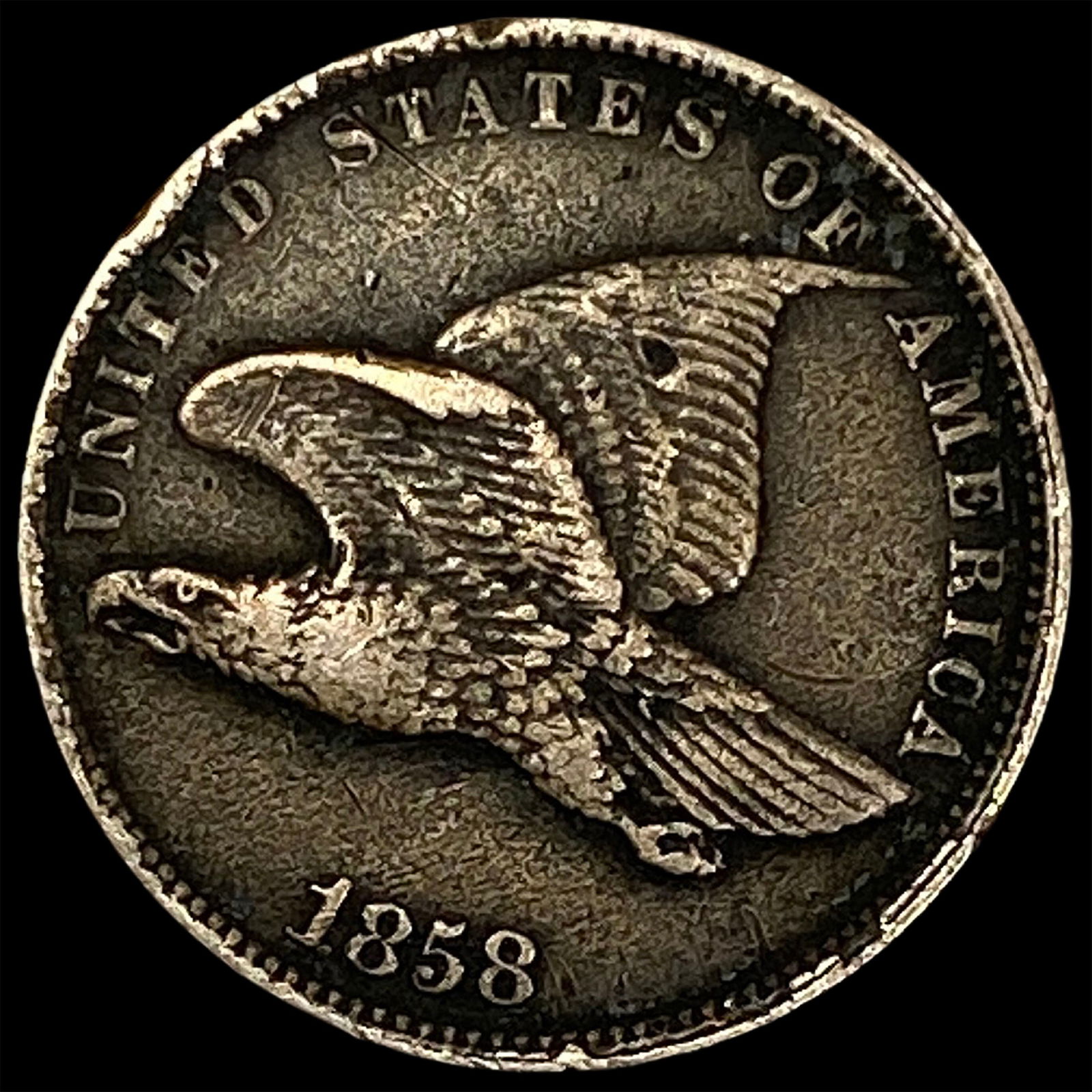 1858 Copper-Nickel Flying Eagle Cent ABOUT UNCIRCULATED (1 of 2)