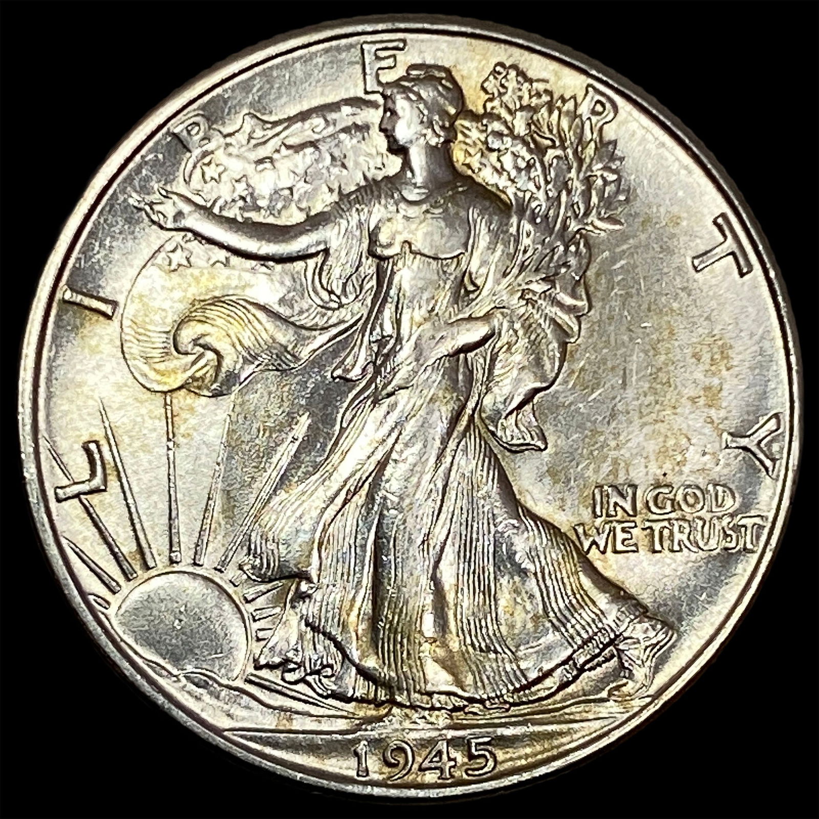 1945 Silver Half Dollar (Walking Liberty) CLOSELY UNCIRCULATED: 1945 Silver Half Dollar (Walking Liberty) CLOSELY UNCIRCULATED