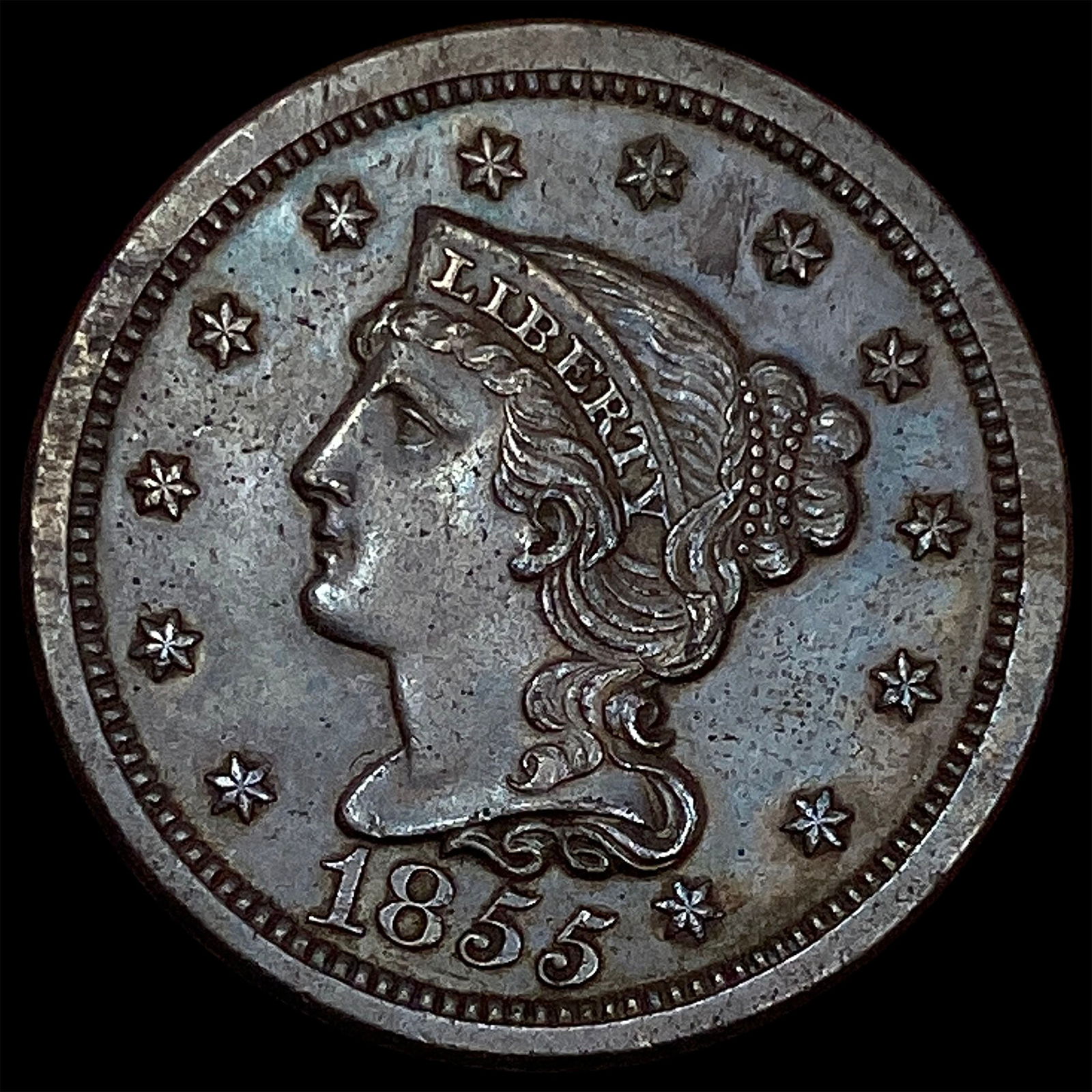 1855 Braided Hair Large Cent UNCIRCULATED (1 of 2)
