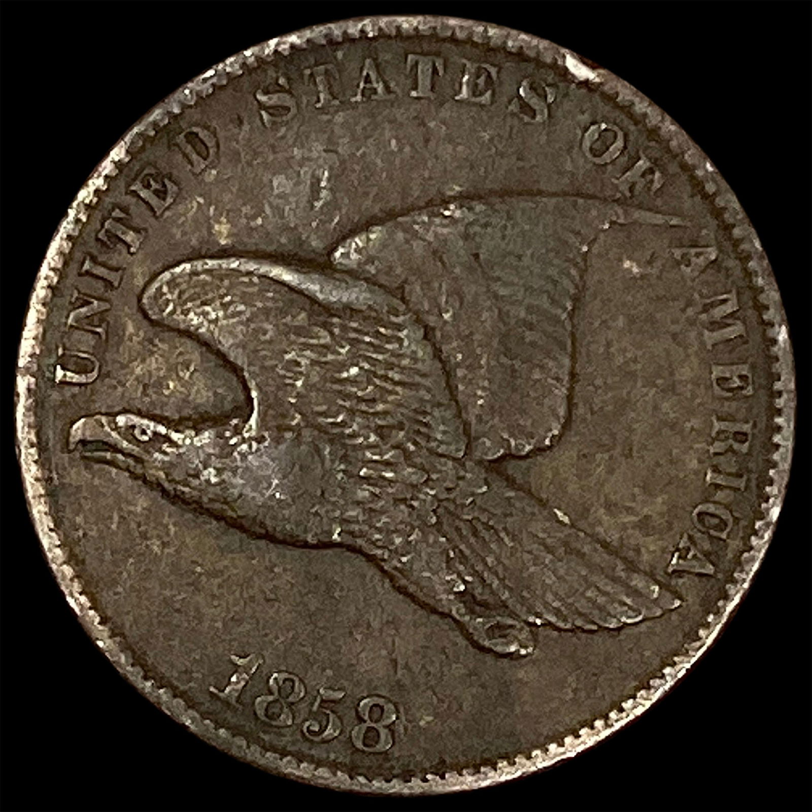 1858 Copper-Nickel Flying Eagle Cent ABOUT UNCIRCULATED (1 of 2)