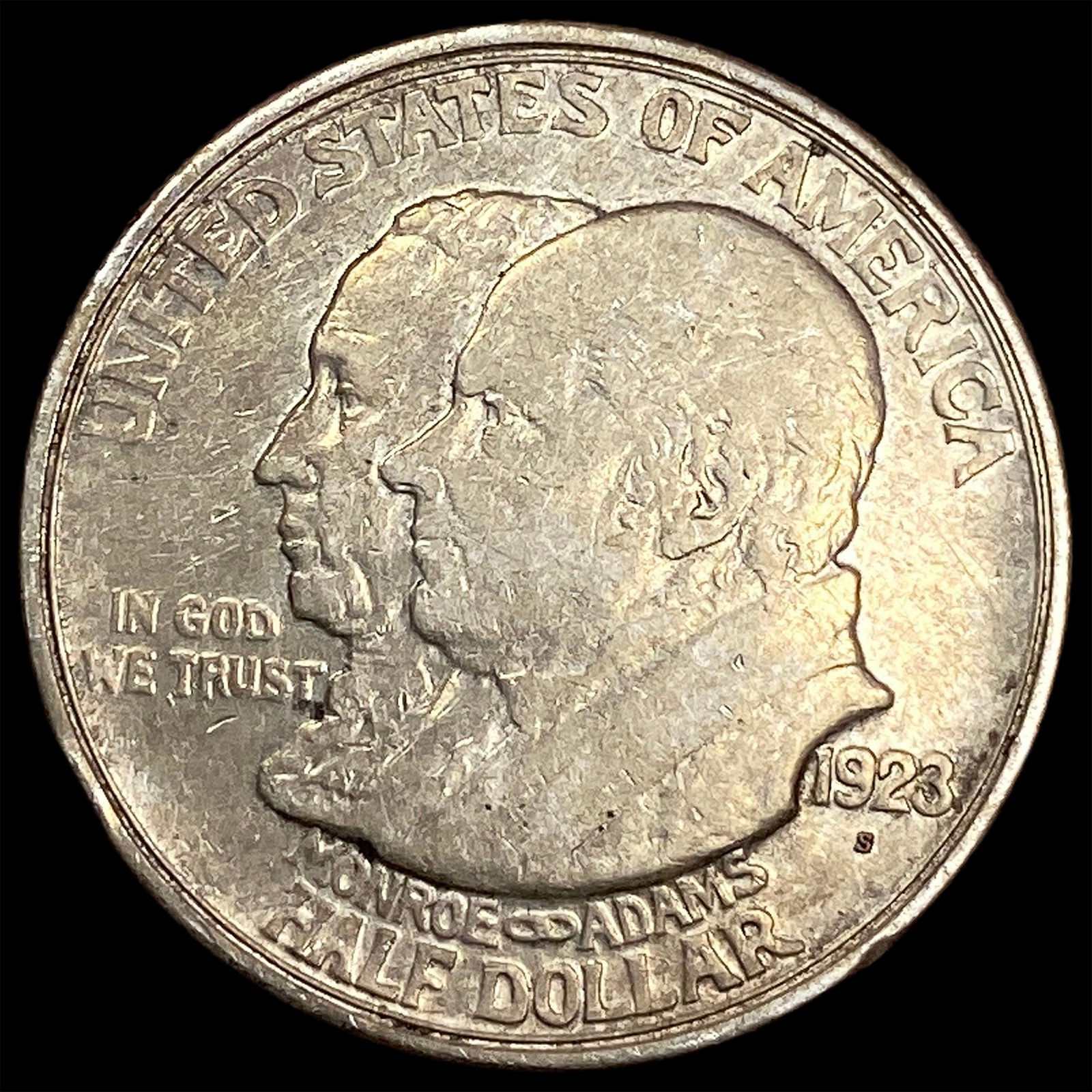 1923-S Silver Monroe Doctrine Half Dollar CLOSELY UNCIRCULATED: 1923-S Silver Monroe Doctrine Half Dollar CLOSELY UNCIRCULATED