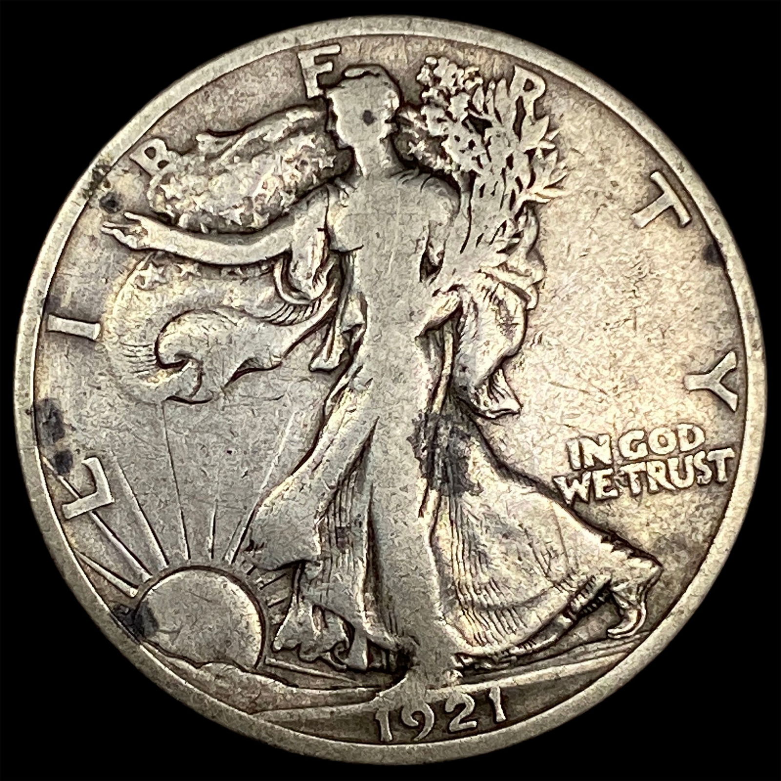 1921-S Silver Walking Liberty Half Dollar NICELY CIRCULATED: 1921-S Silver Walking Liberty Half Dollar NICELY CIRCULATED
