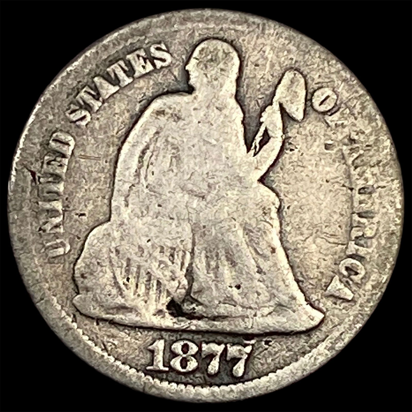 1877-CC Silver Seated Liberty Dime NICELY CIRCULATED (1 of 2)