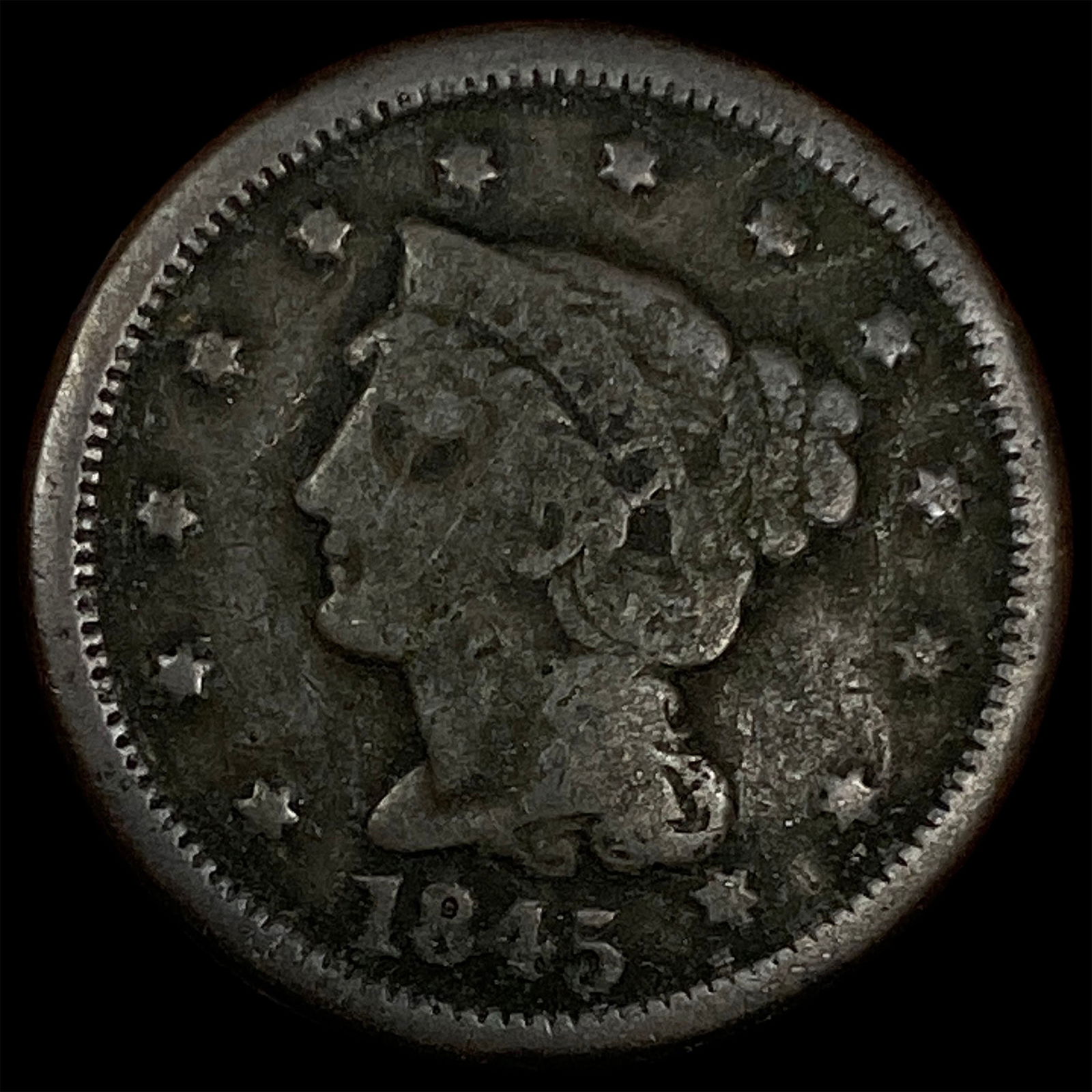 1845 Braided Hair Large Cent HIGH GRADE (1 of 2)