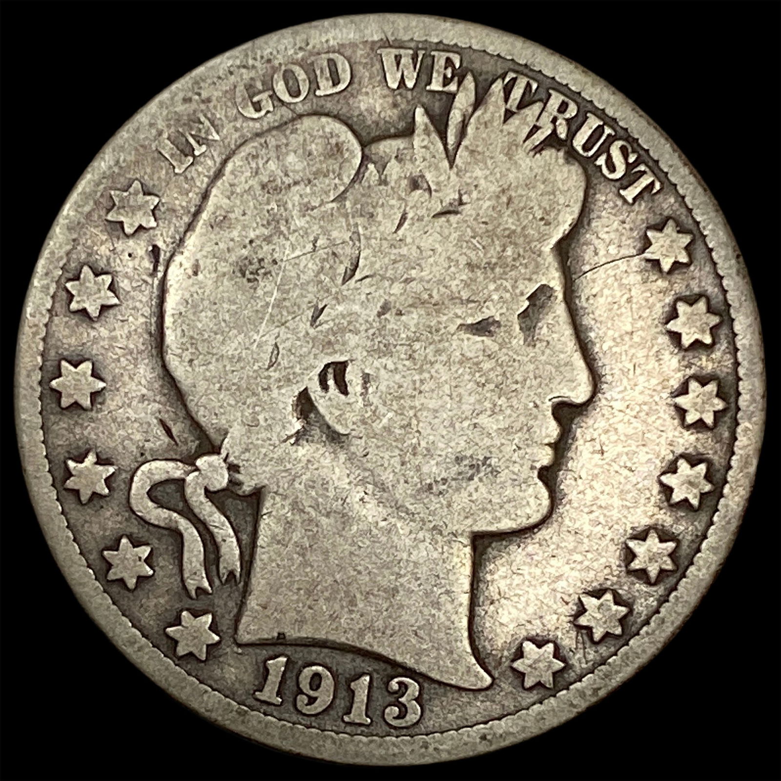 1913-S Silver Barber Half Dollar NICELY CIRCULATED (1 of 2)