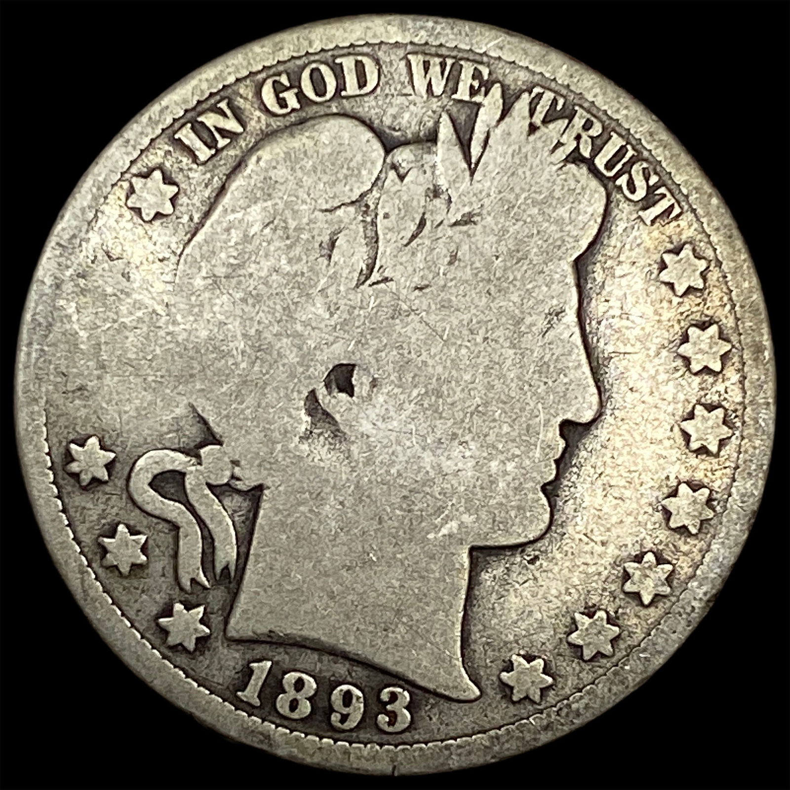 1893-S Silver Barber Half Dollar NICELY CIRCULATED (1 of 2)
