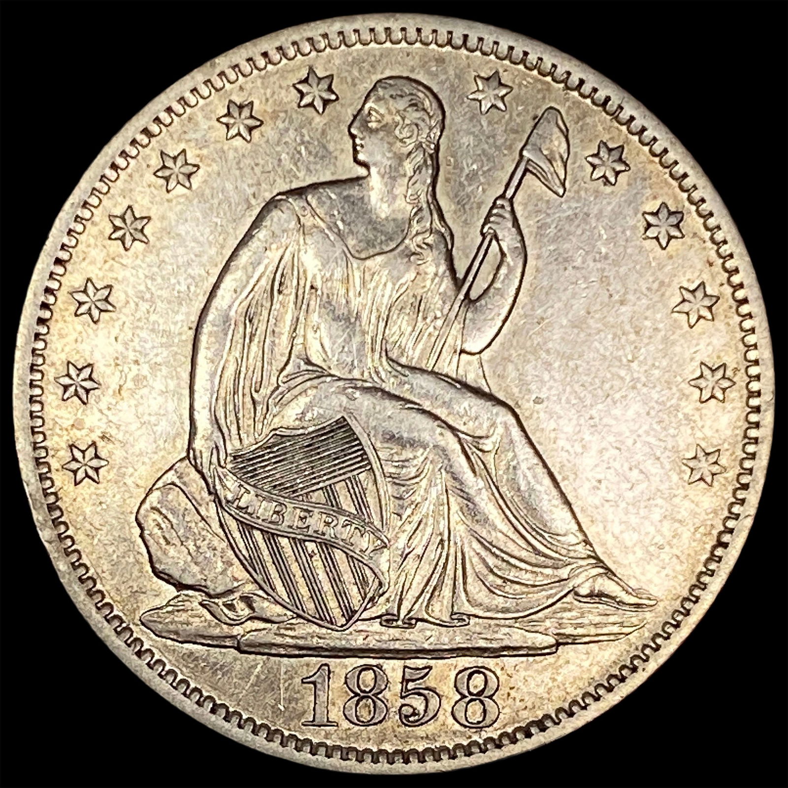 1858-O Silver Half Dollar CLOSELY UNCIRCULATED (1 of 2)