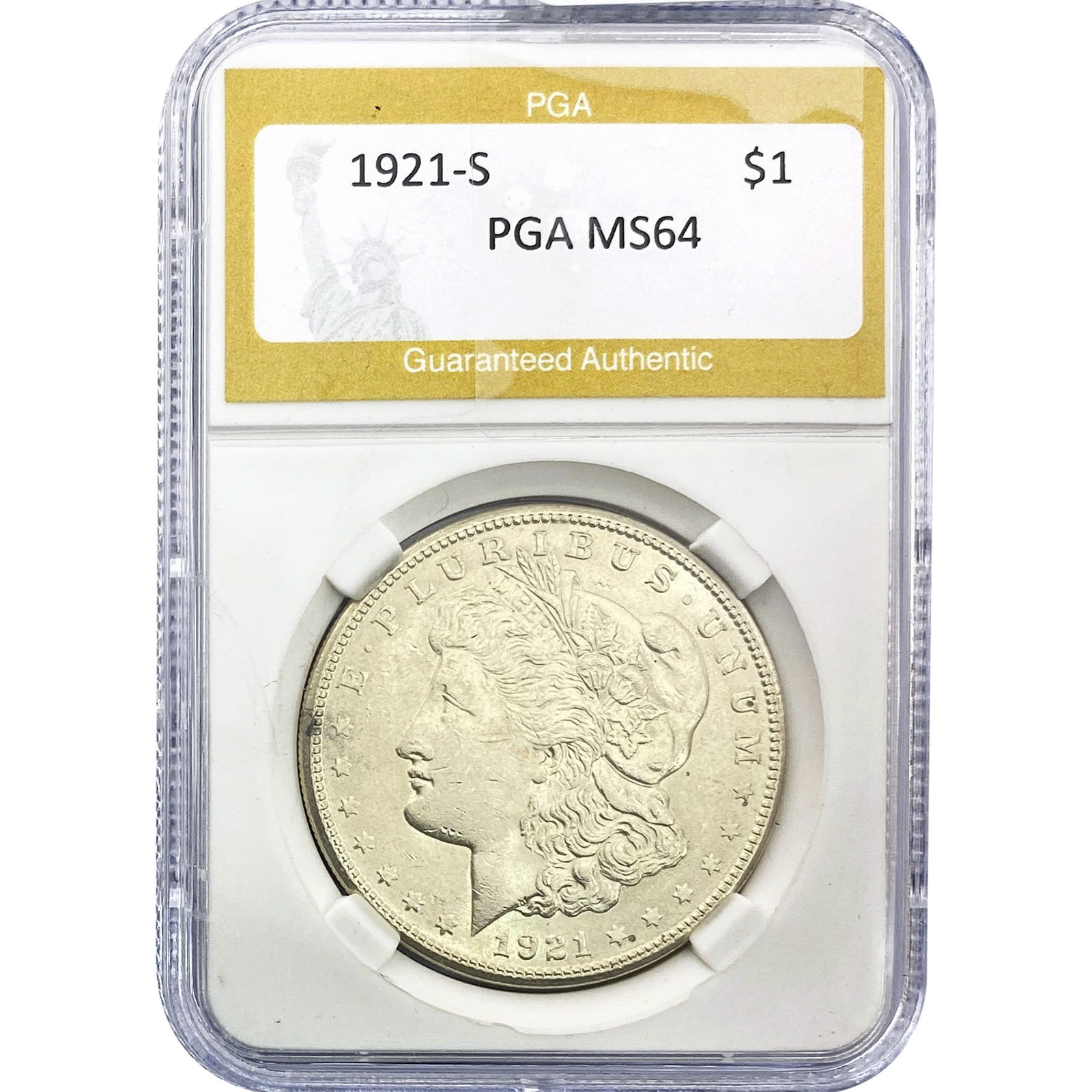 1921-S Morgan Silver Dollar PGA MS64: 1921-S Morgan Silver Dollar PGA MS64