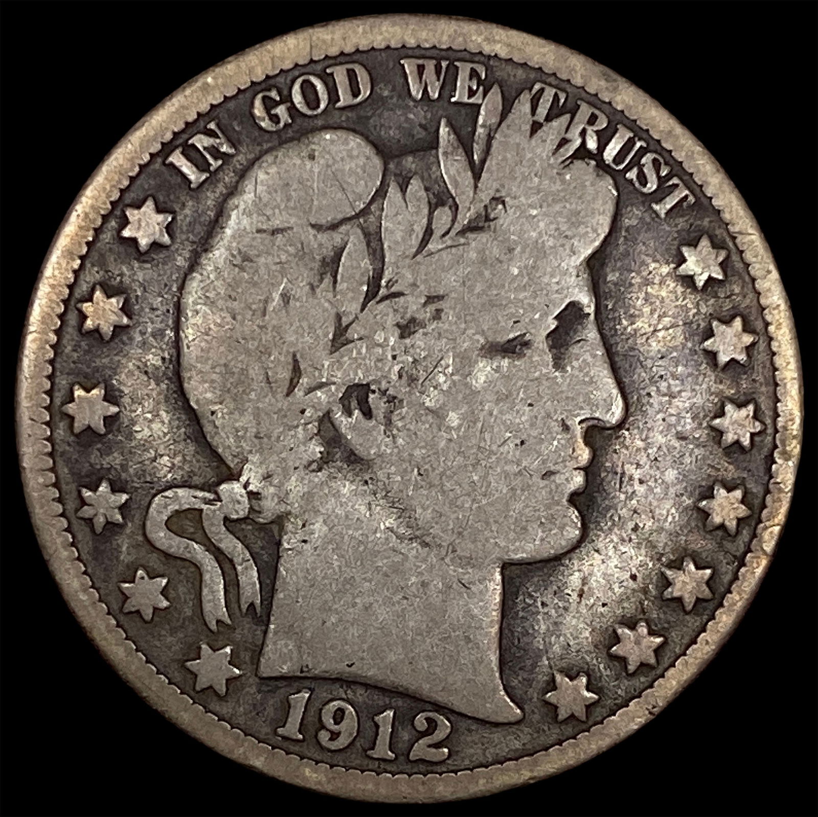 1912-S Silver Barber Half Dollar NICELY CIRCULATED (1 of 2)
