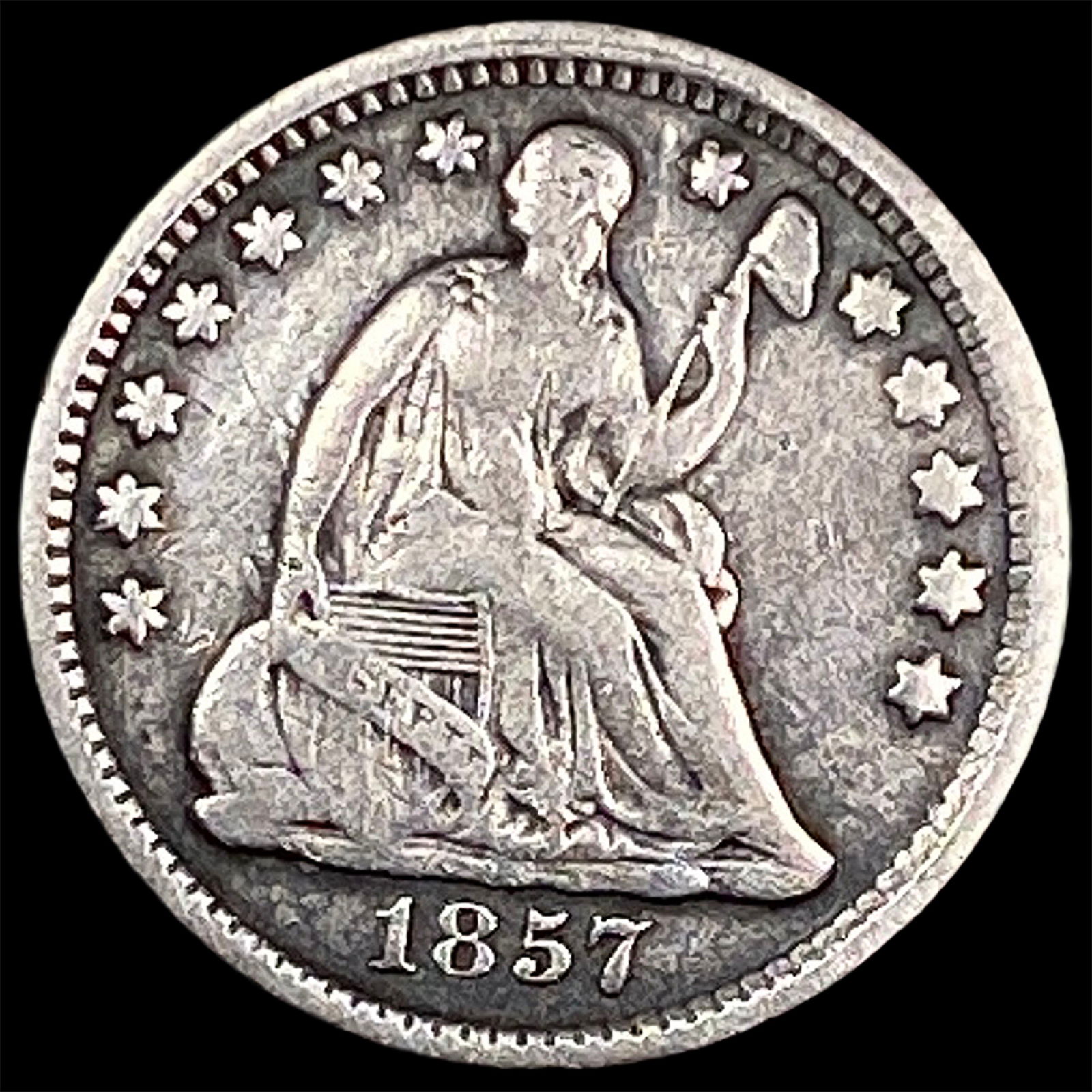 1857 Seated Liberty Half Dime LIGHTLY CIRCULATED (1 of 2)