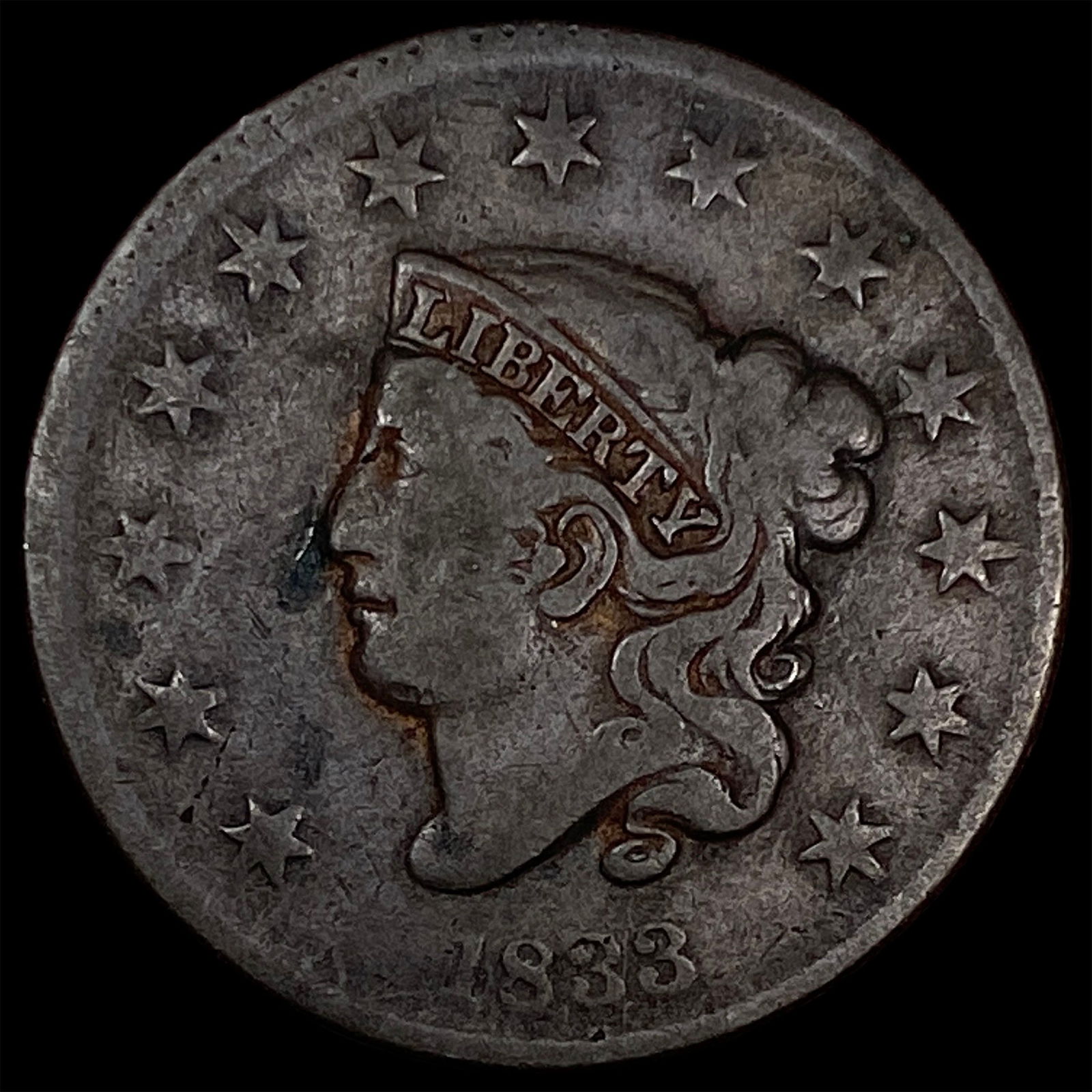 1833 Coronet Head Large Cent LIGHTLY CIRCULATED: 1833 Coronet Head Large Cent LIGHTLY CIRCULATED