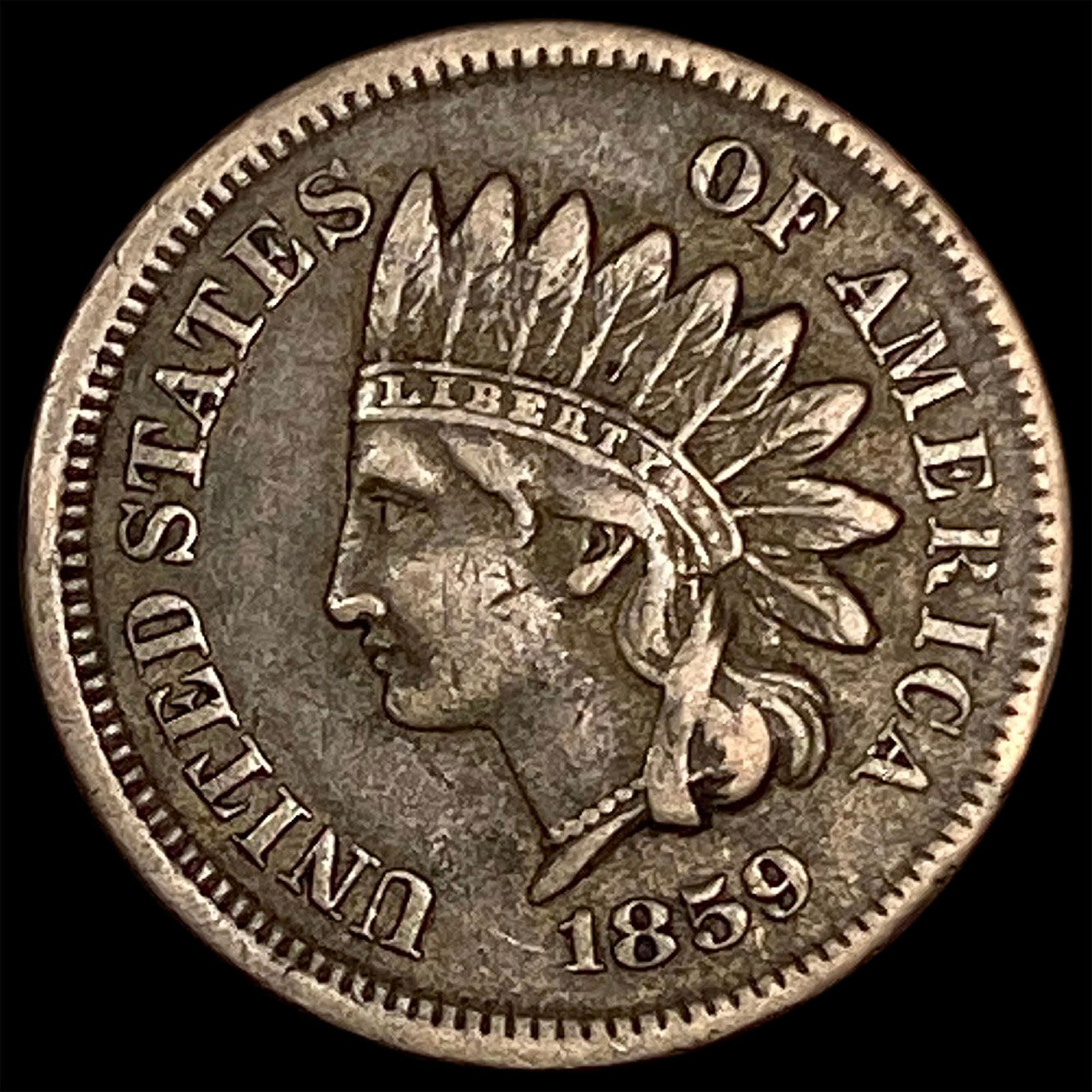 1859 Copper-Nickel Indian Head Cent NEARLY UNCIRCULATED (1 of 2)