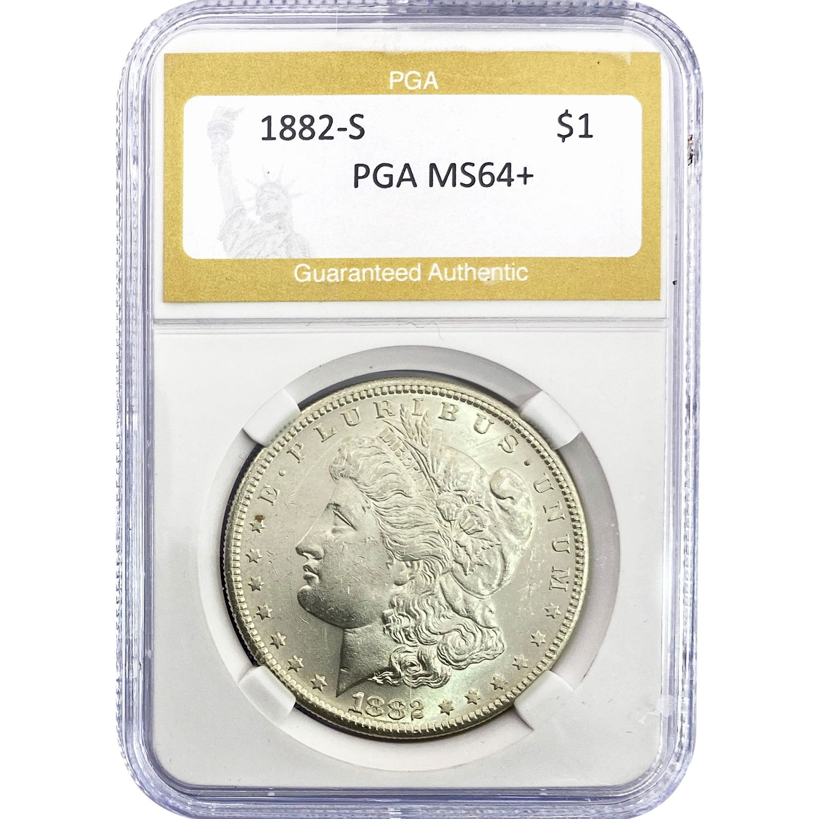 1882-S Morgan Silver Dollar PGA MS64+: 1882-S Morgan Silver Dollar PGA MS64+
